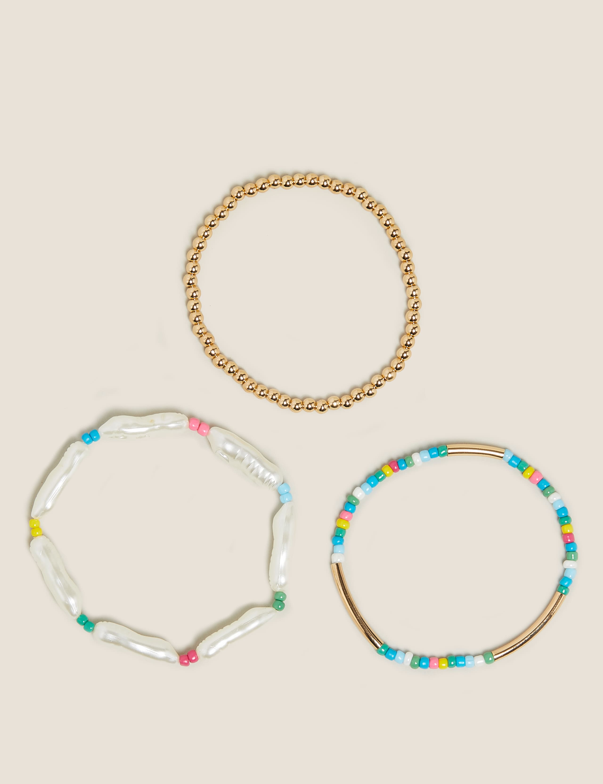 3 Pack Beaded Stretch Bracelets 1 of 1