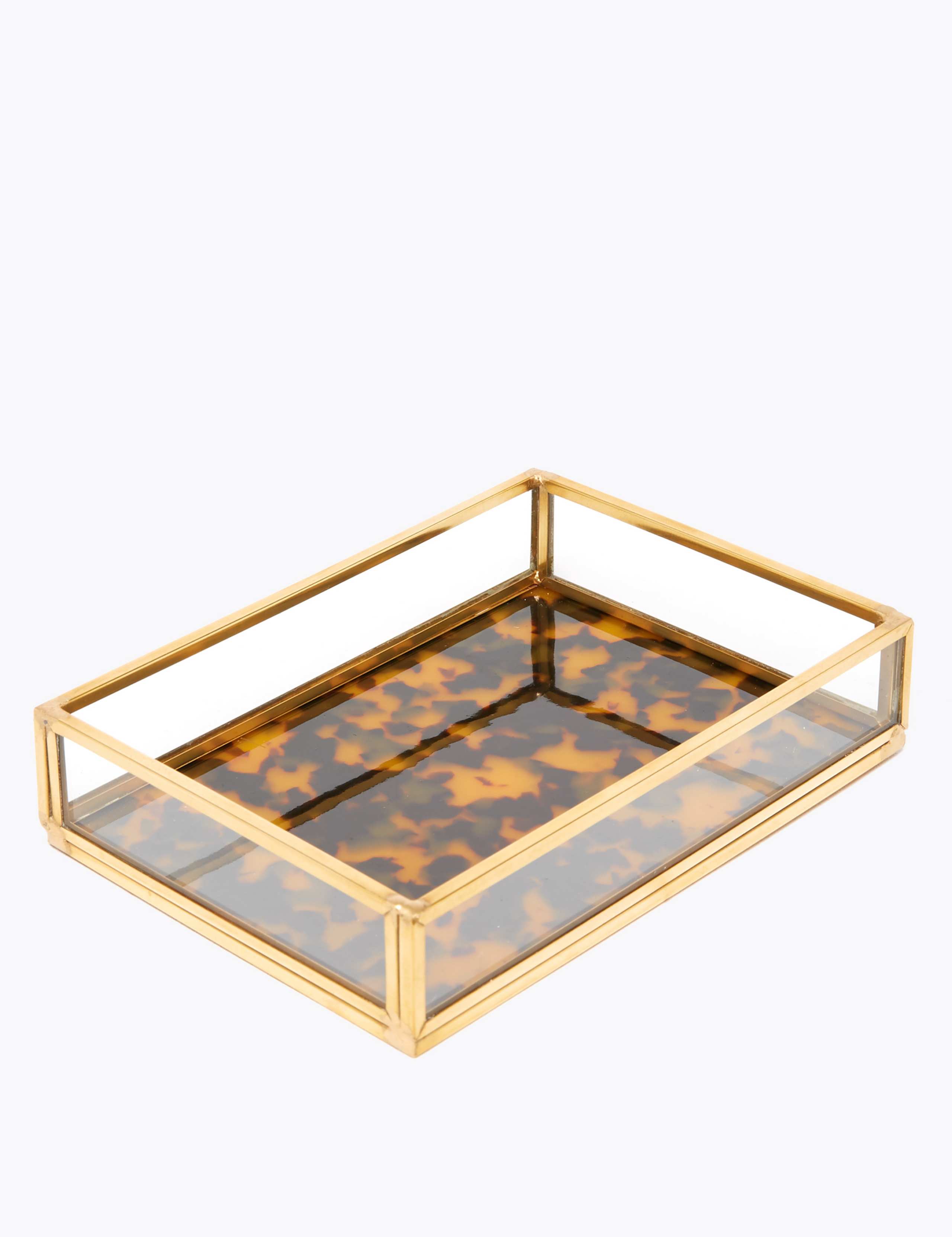 Tortoise Shell Print Glass Jewellery Tray 1 of 4