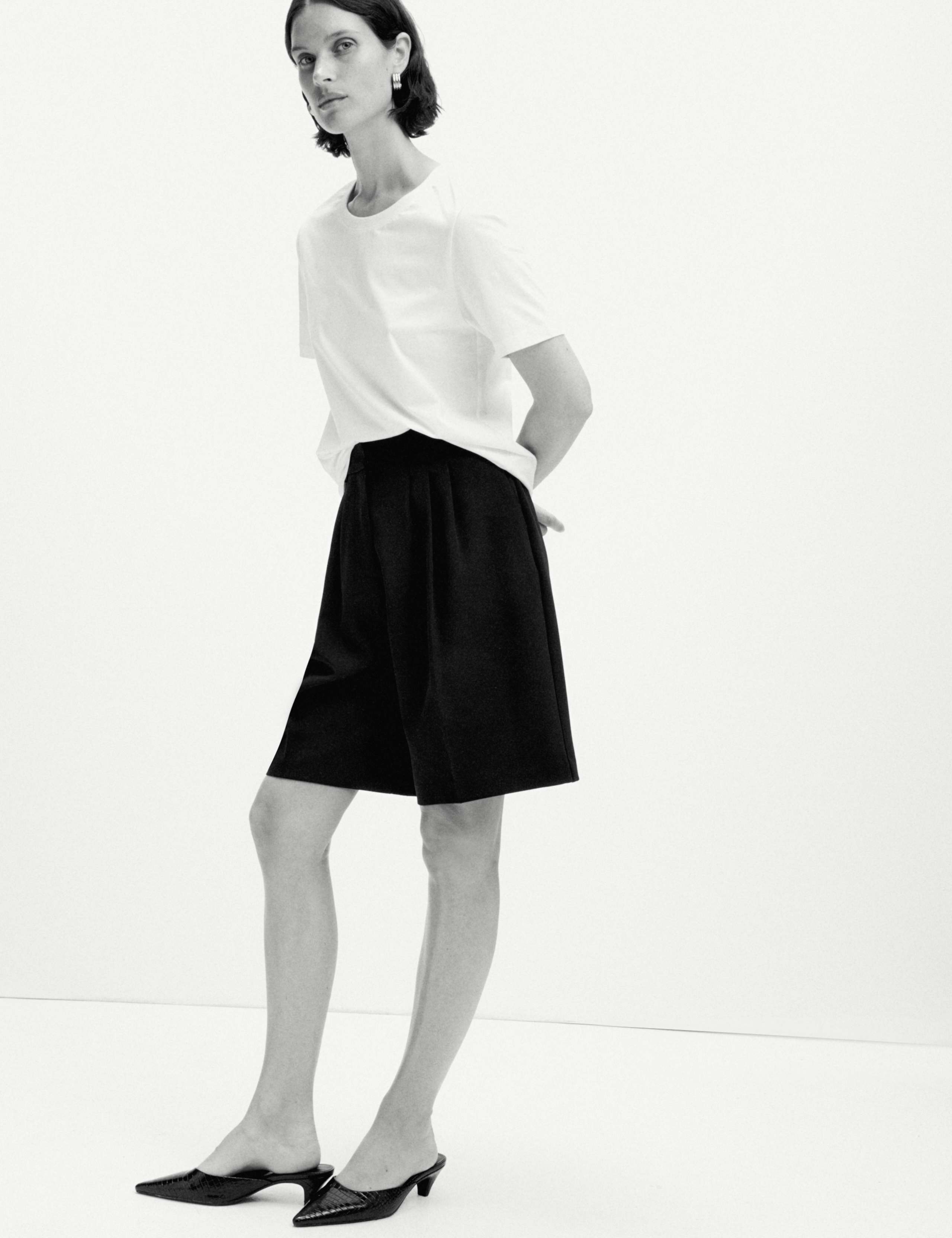 High Waisted Pleat Front Bermuda Shorts 7 of 7