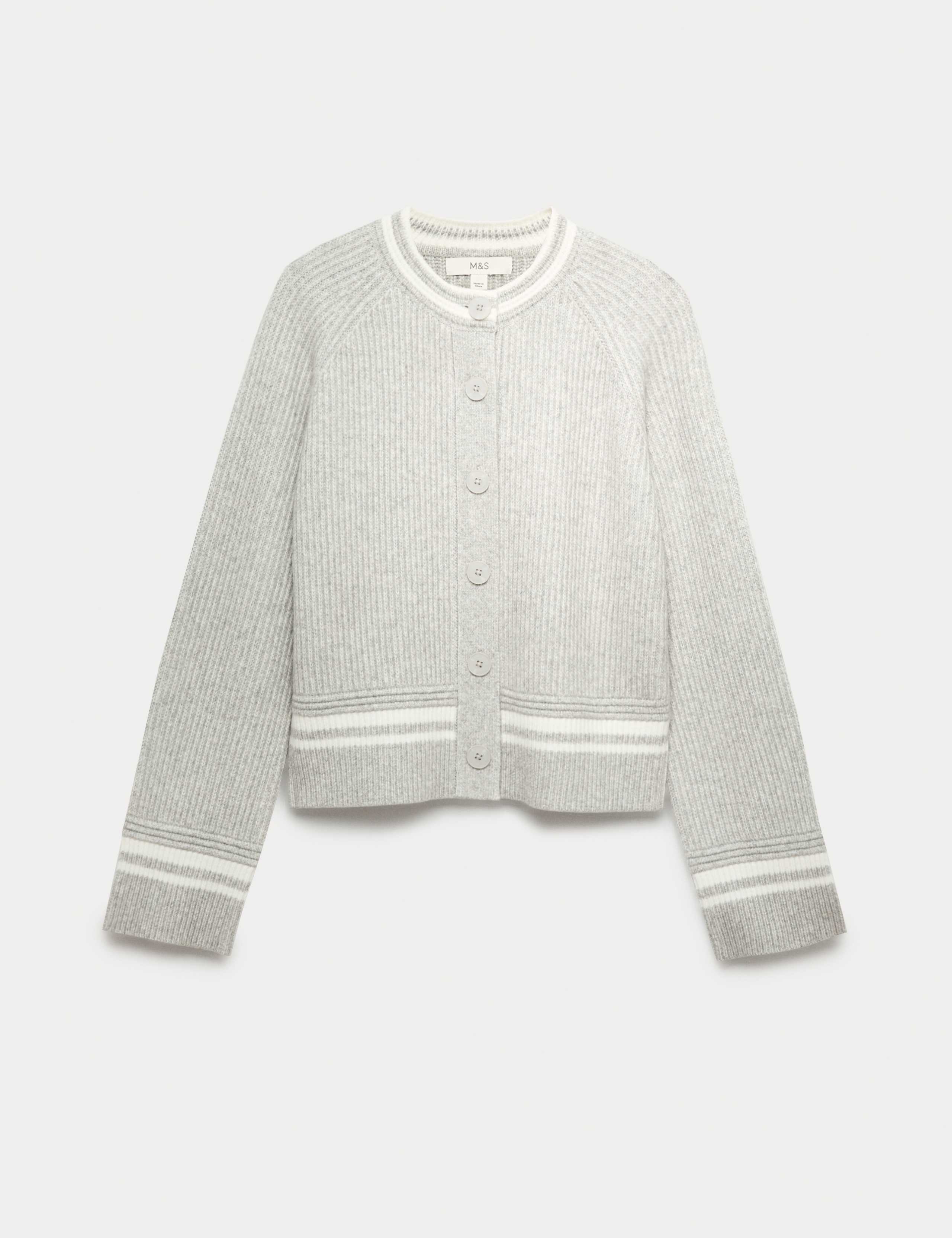 Cloud-Yarn Crew Neck Tipped Detail Cardigan 2 of 5