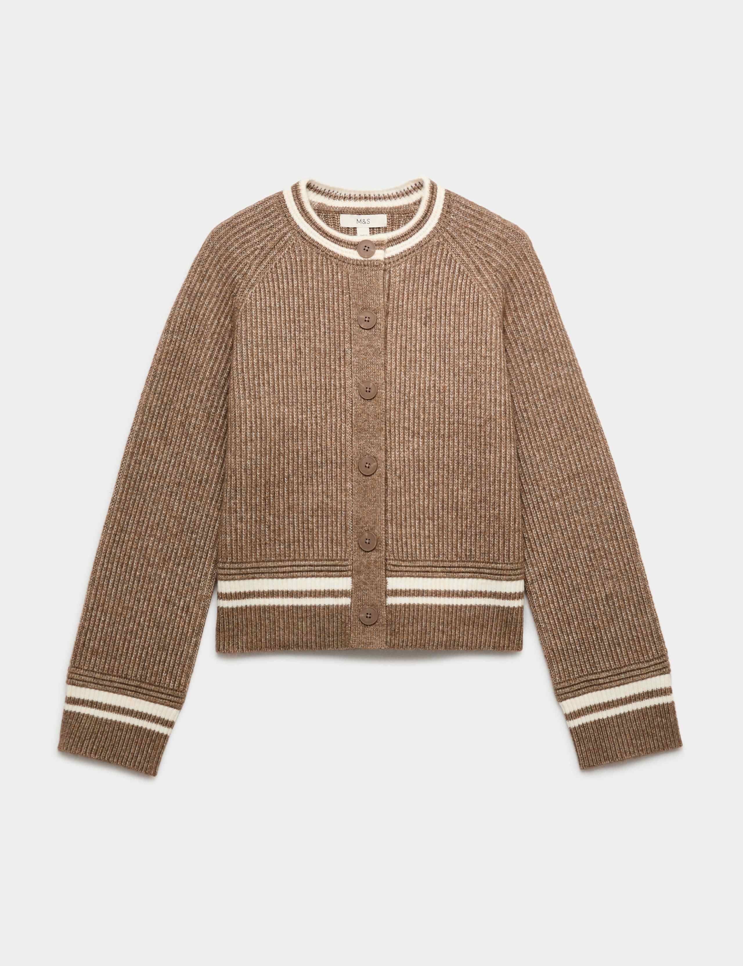 Cloud-Yarn Crew Neck Tipped Detail Cardigan 2 of 5