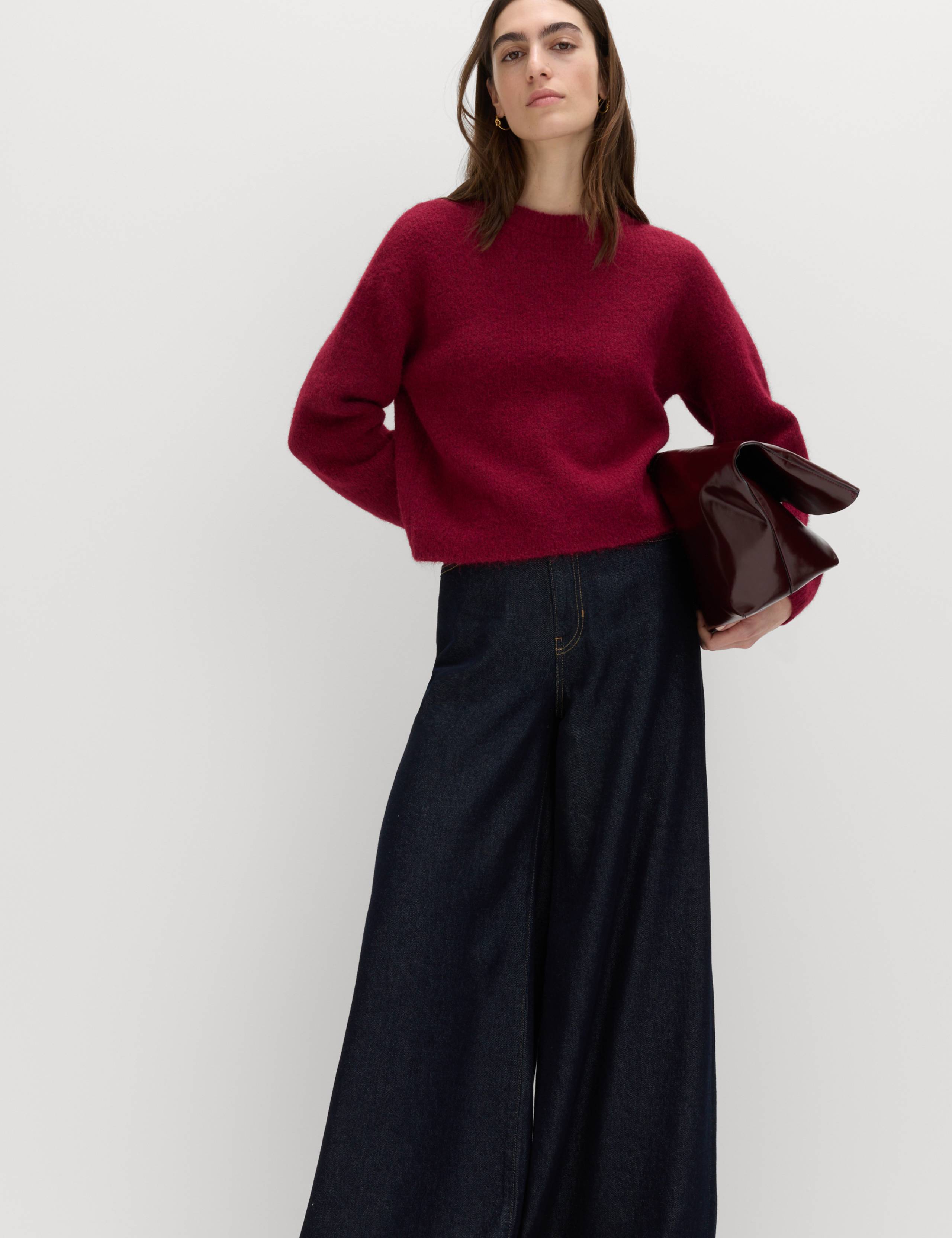 Crew Neck Cropped Jumper With Wool 1 of 5