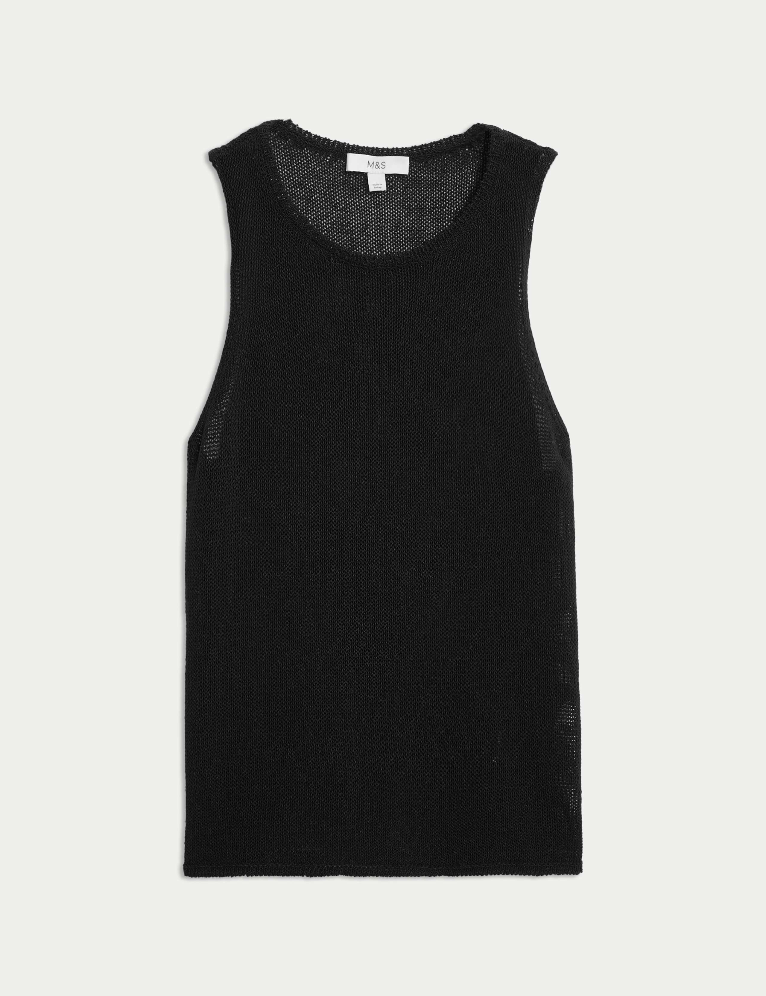 Textured Crew Neck Knitted Vest with Cotton 2 of 7