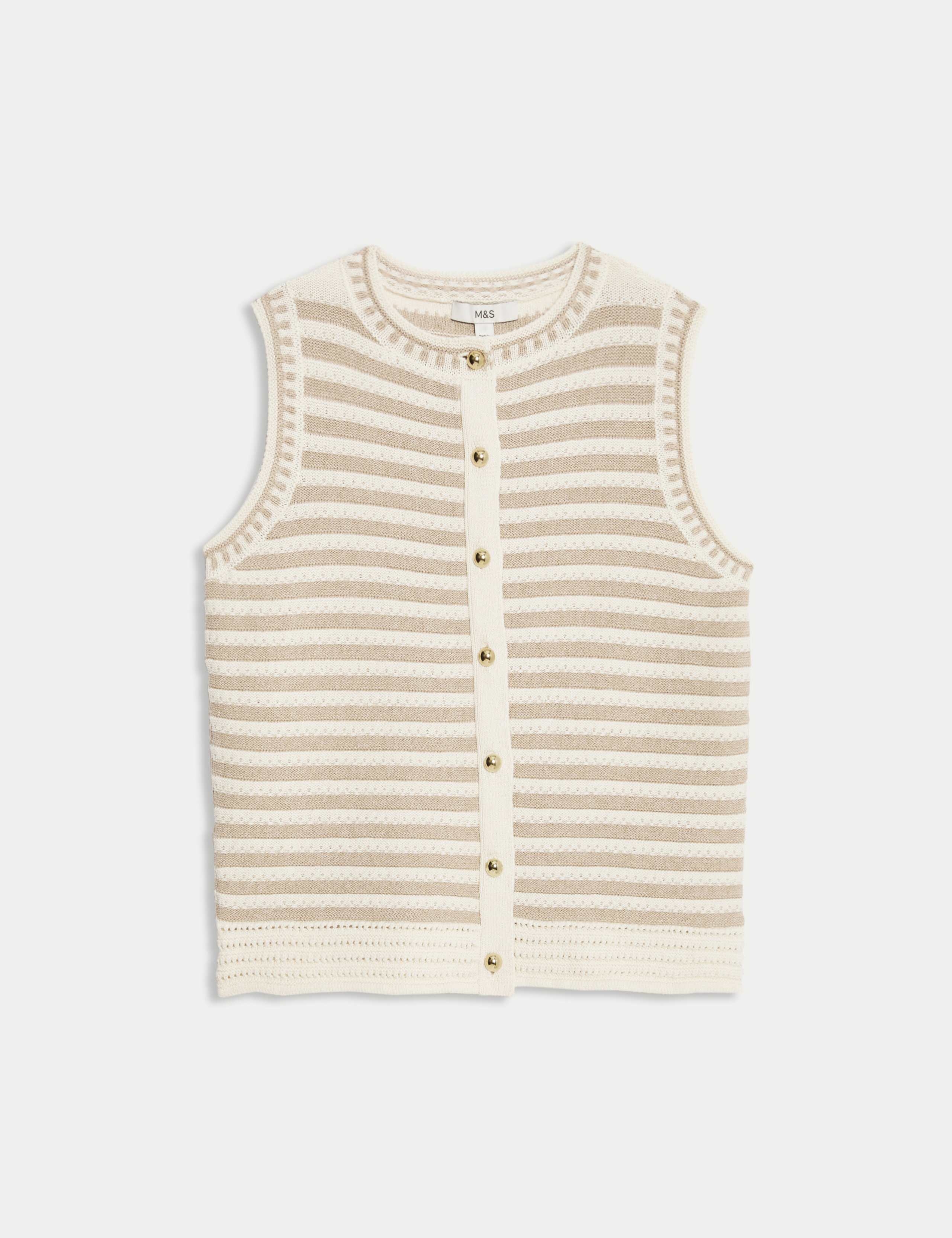 Cotton Rich Striped Knitted Waistcoat 2 of 7