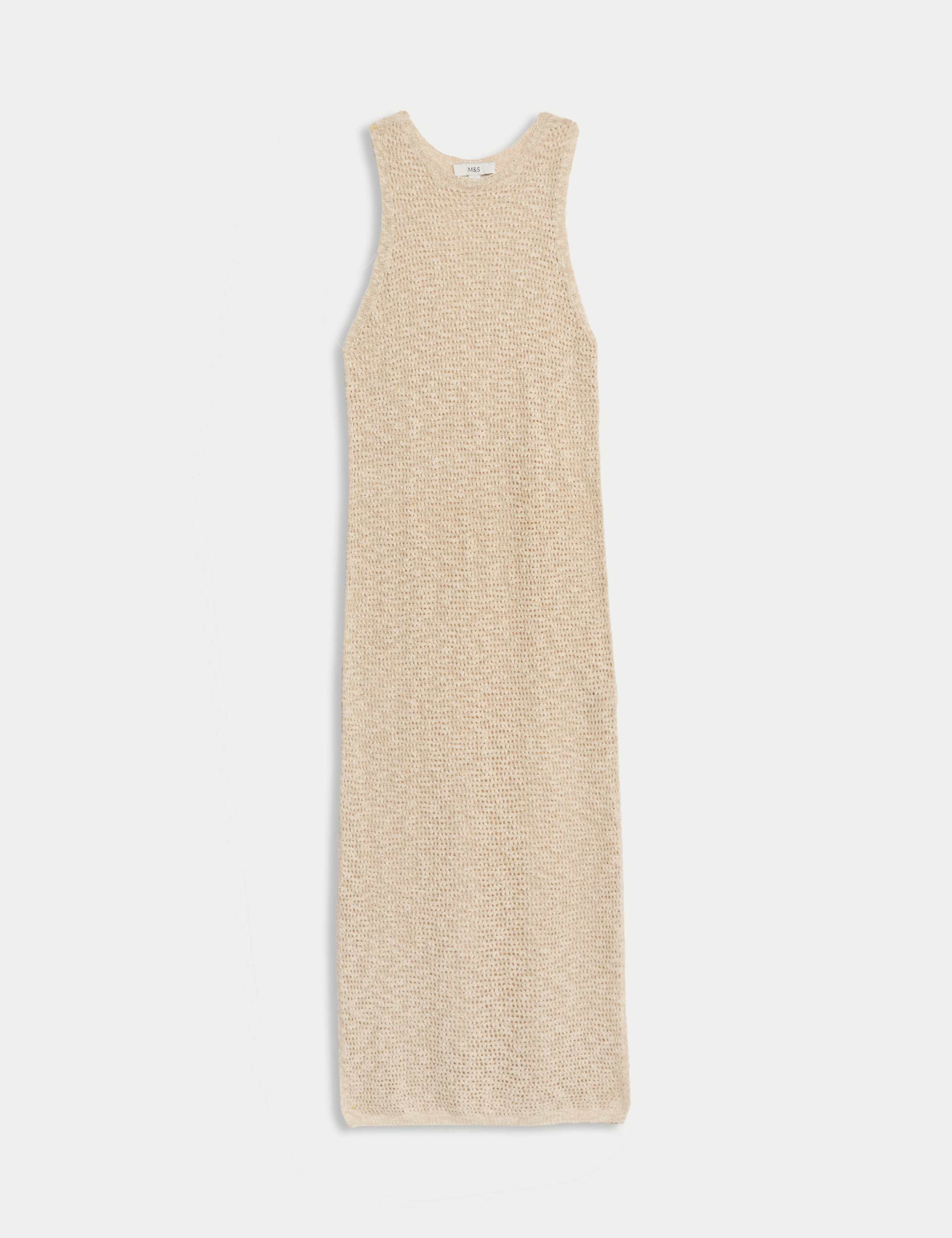 Cotton Rich Knitted Midi Dress with Linen 2 of 8