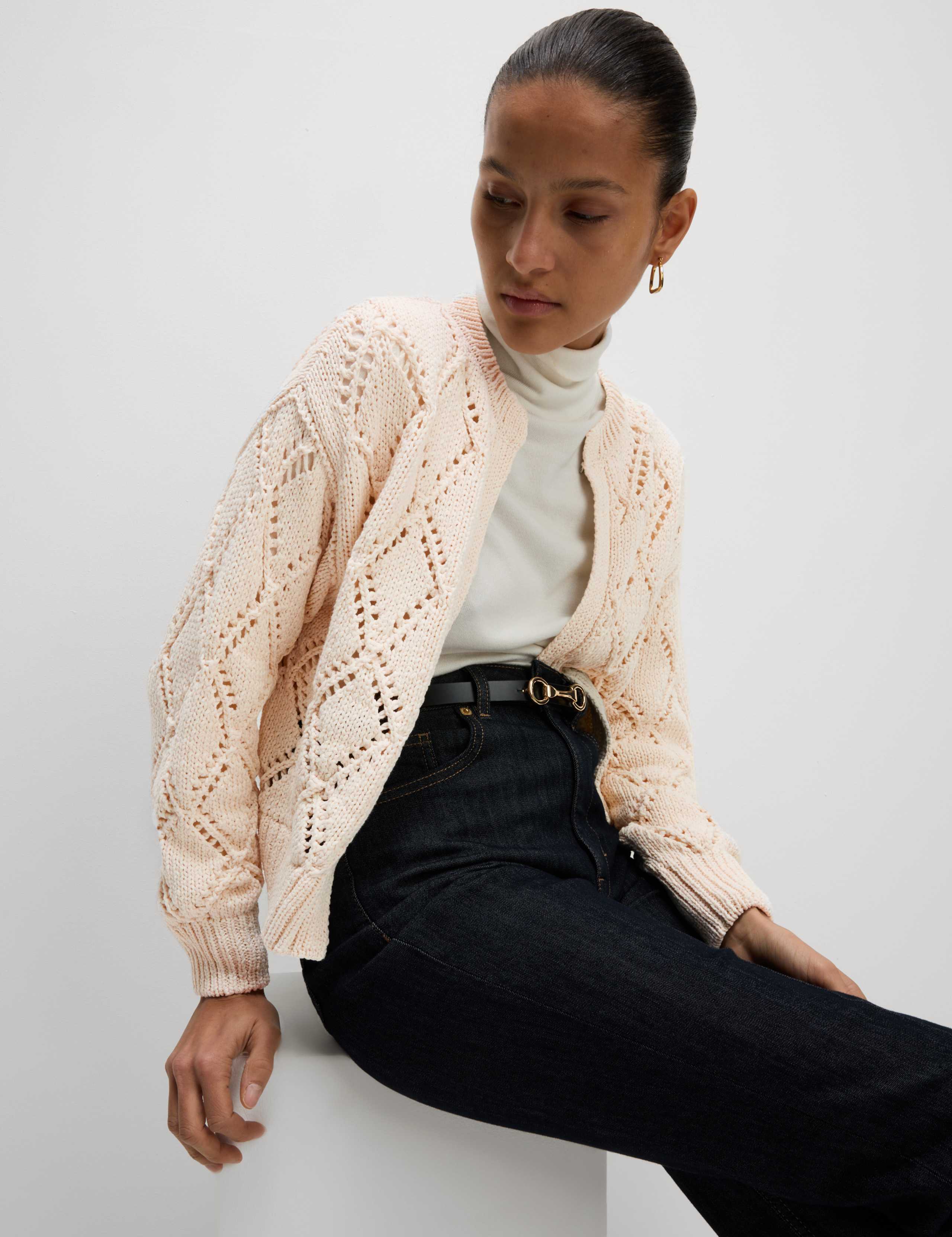 Cotton Blend Open Stitch Cropped Cardigan 5 of 6