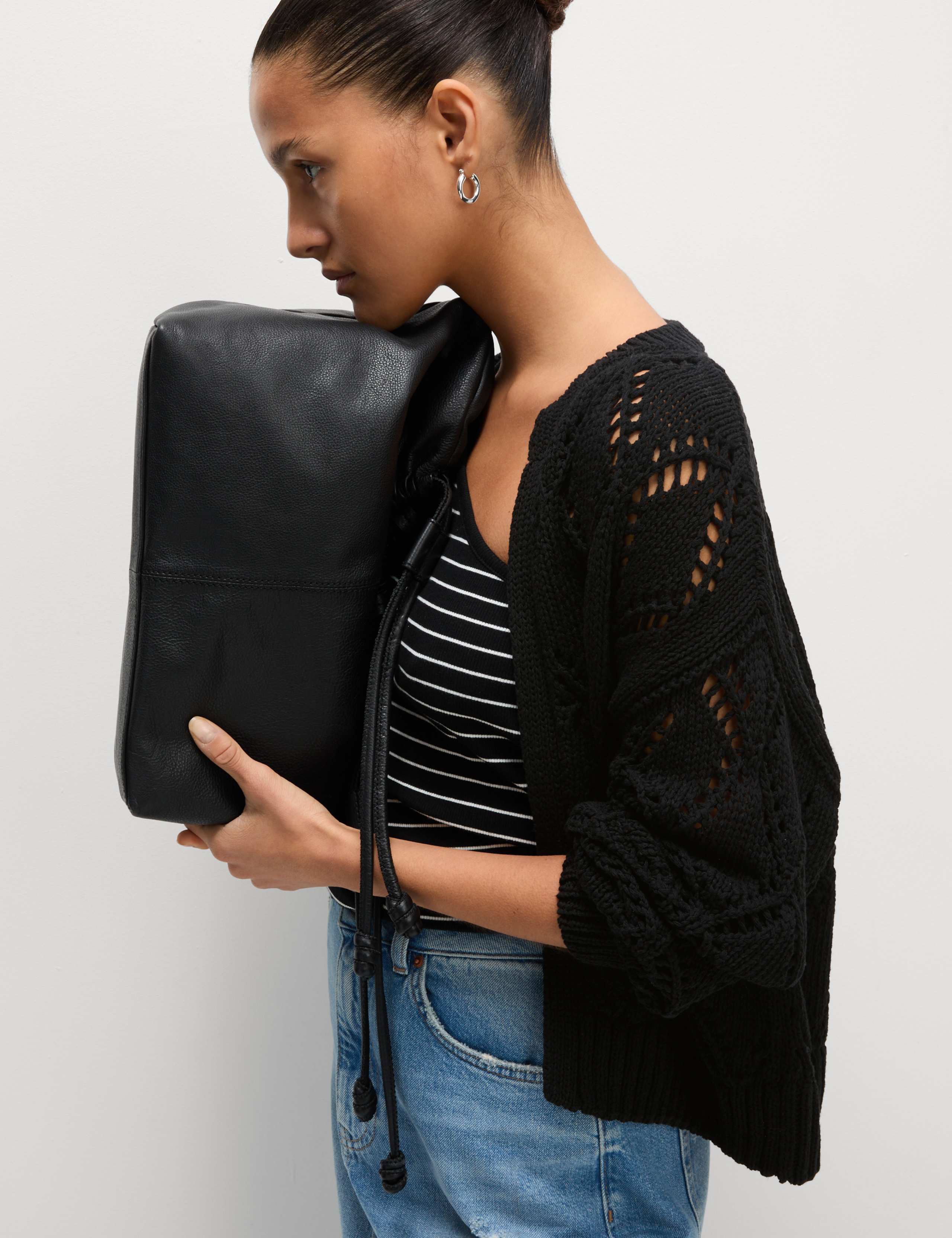 Cotton Blend Open Stitch Cropped Cardigan 5 of 7