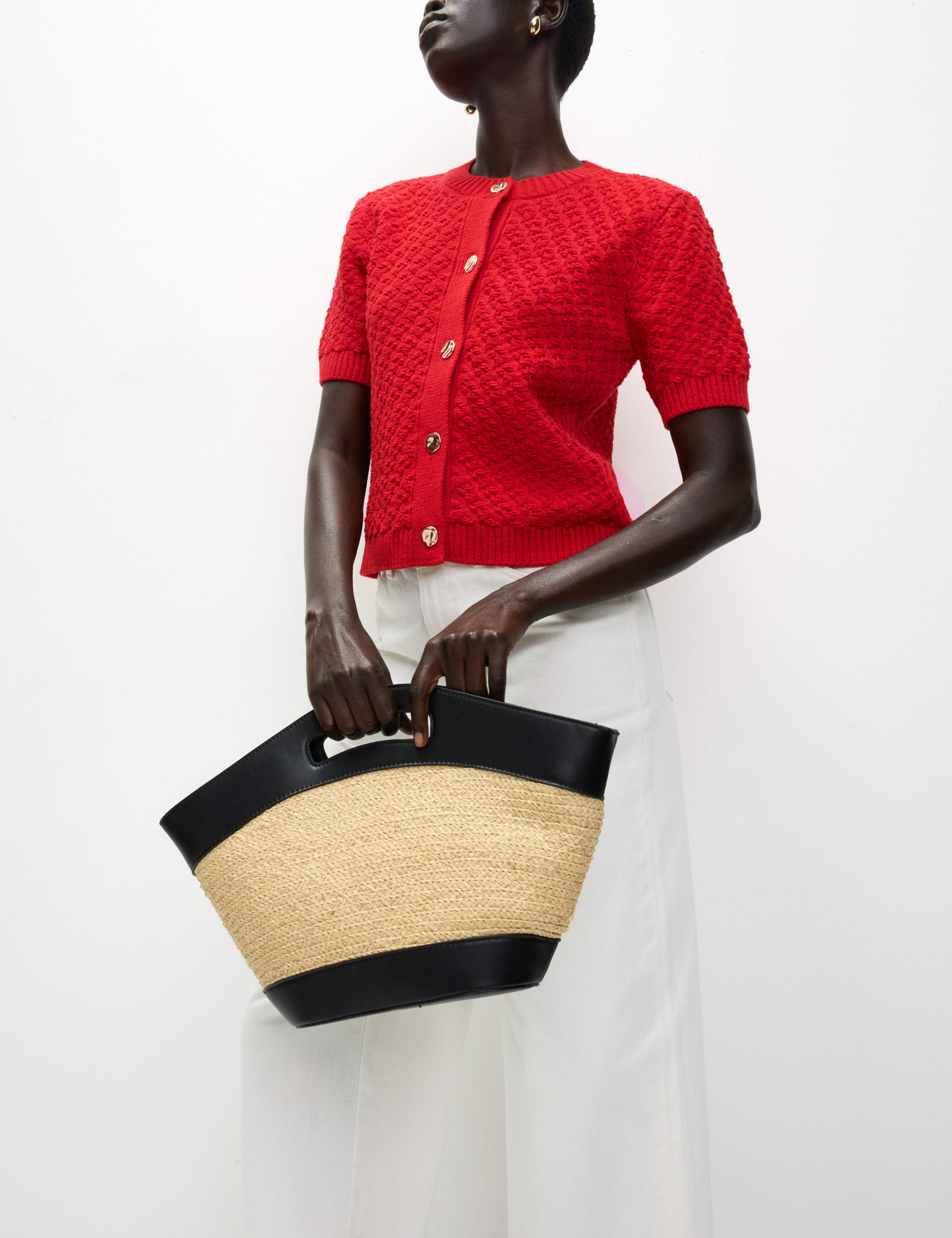 Cotton Blend Textured Button Front Cropped Cardigan 4 of 6