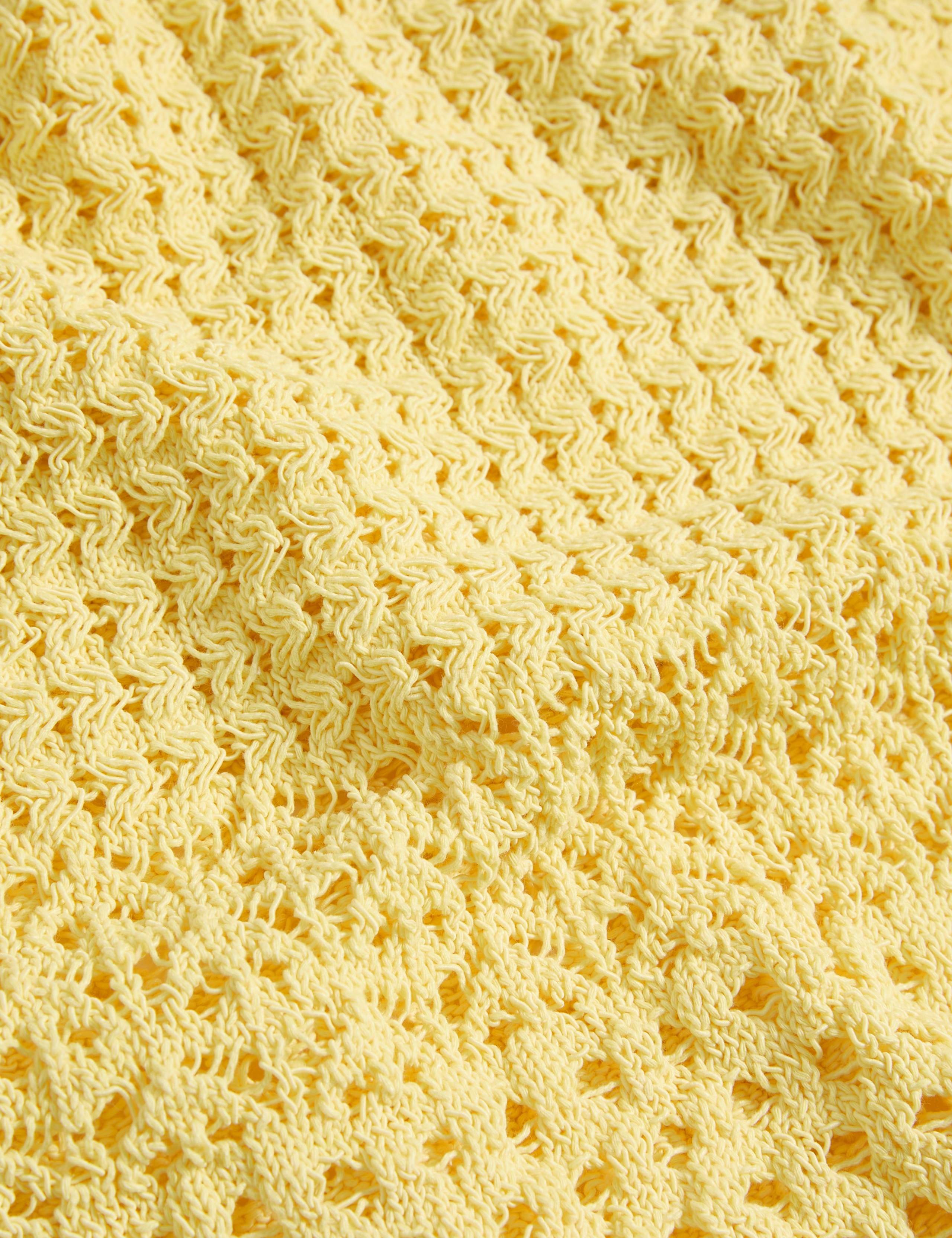 Cotton Blend Pointelle Scallop Edge Knitted Top 7 of 7