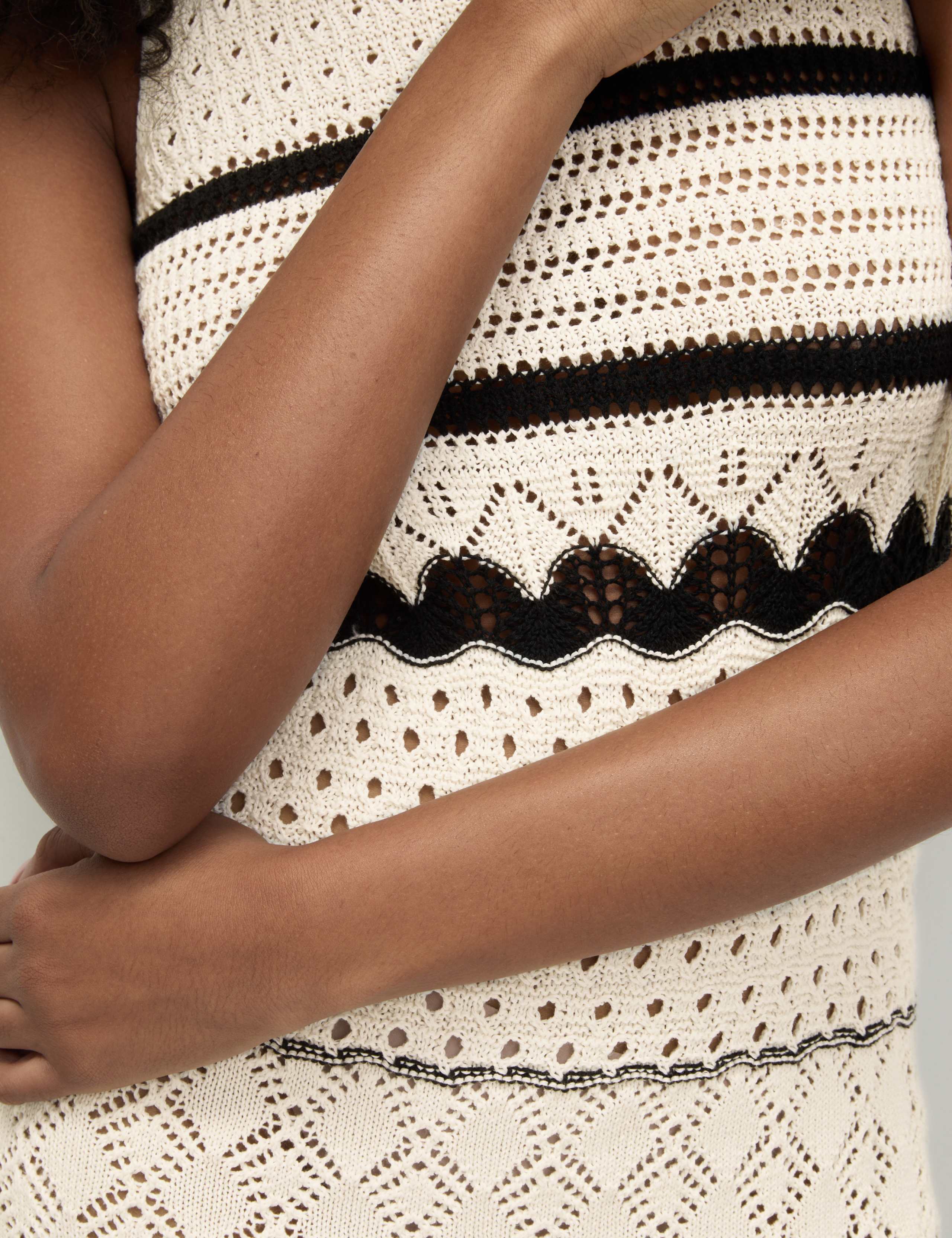 Cotton Blend Knitted Round Neck Midi Dress 5 of 6