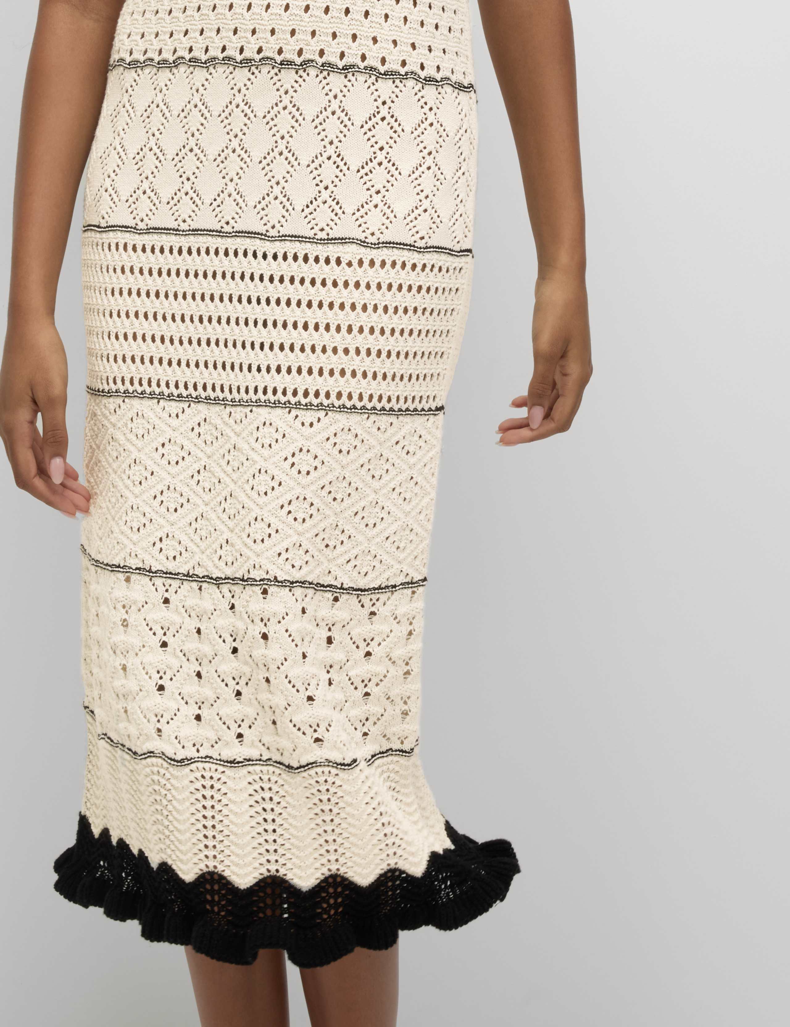 Cotton Blend Knitted Round Neck Midi Dress 6 of 6