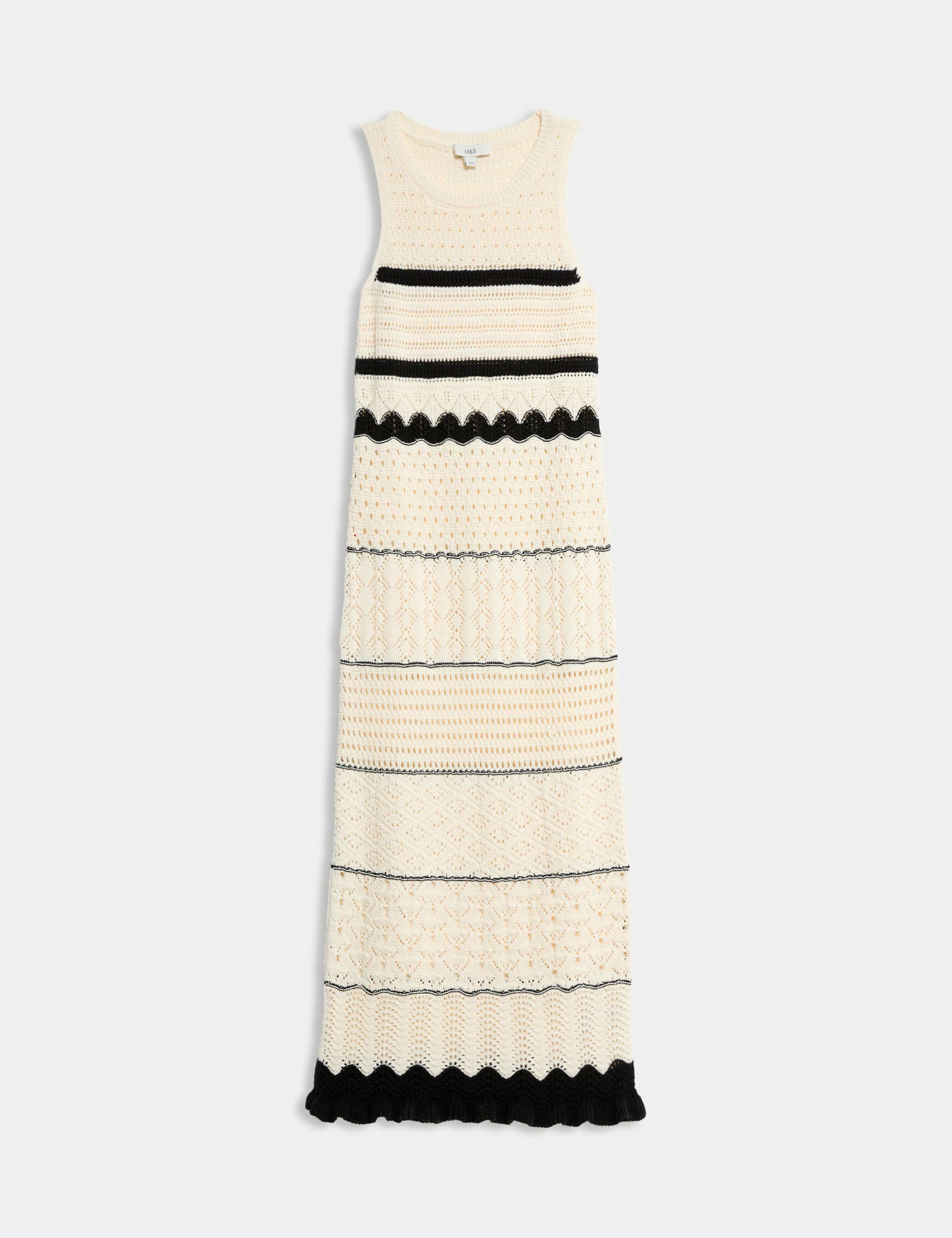Cotton Blend Knitted Round Neck Midi Dress 2 of 6