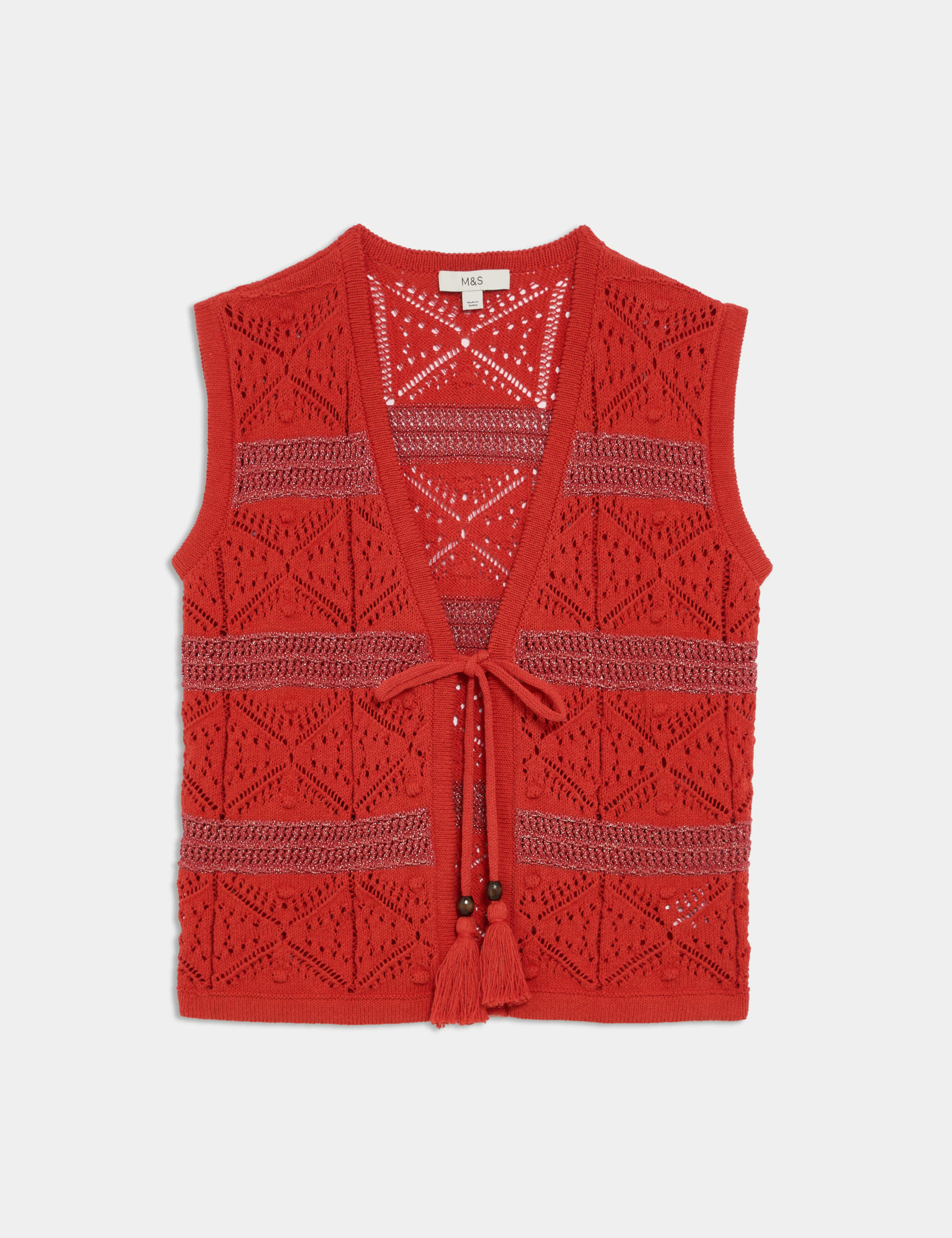 Cotton Rich Slim Textured Cropped Waistcoat 2 of 7