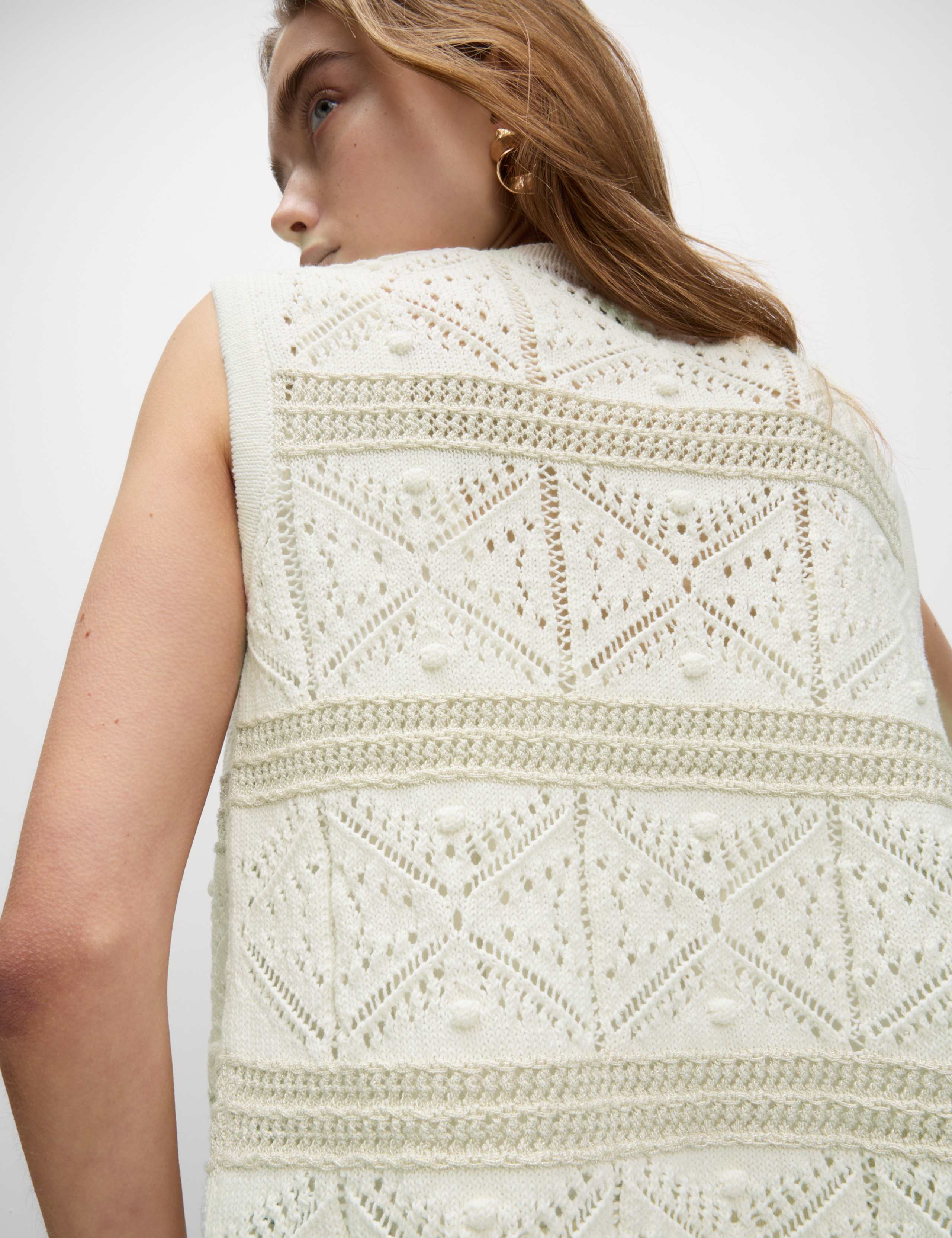 Cotton Rich Slim Textured Cropped Waistcoat 3 of 8
