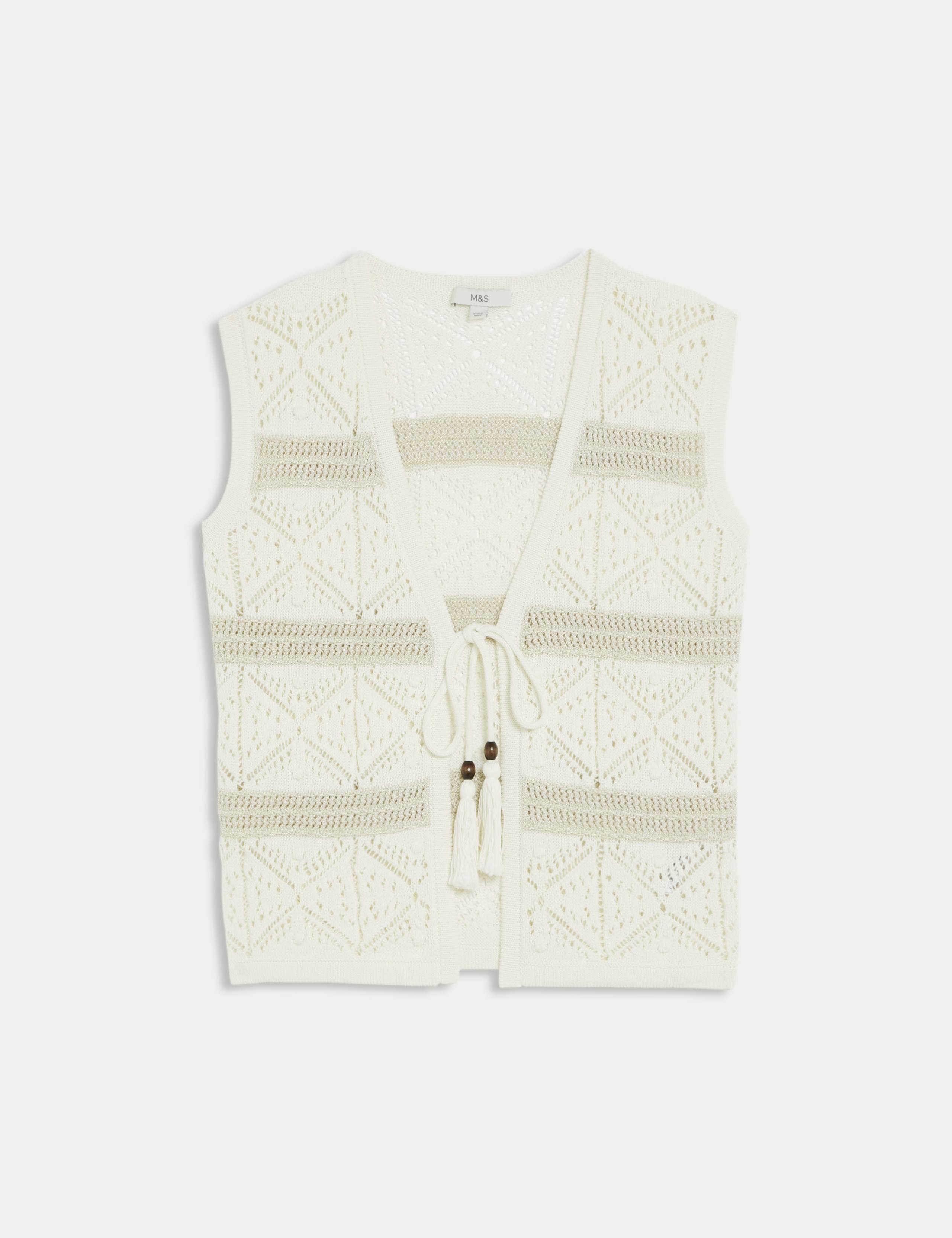 Cotton Rich Slim Textured Cropped Waistcoat 2 of 8