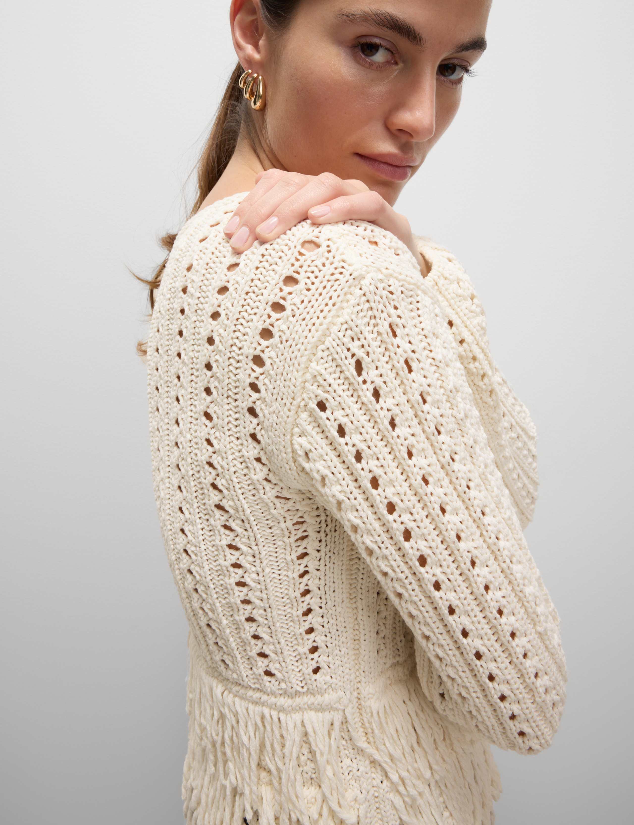Cotton-Blend Textured Fringe Jumper 4 of 8