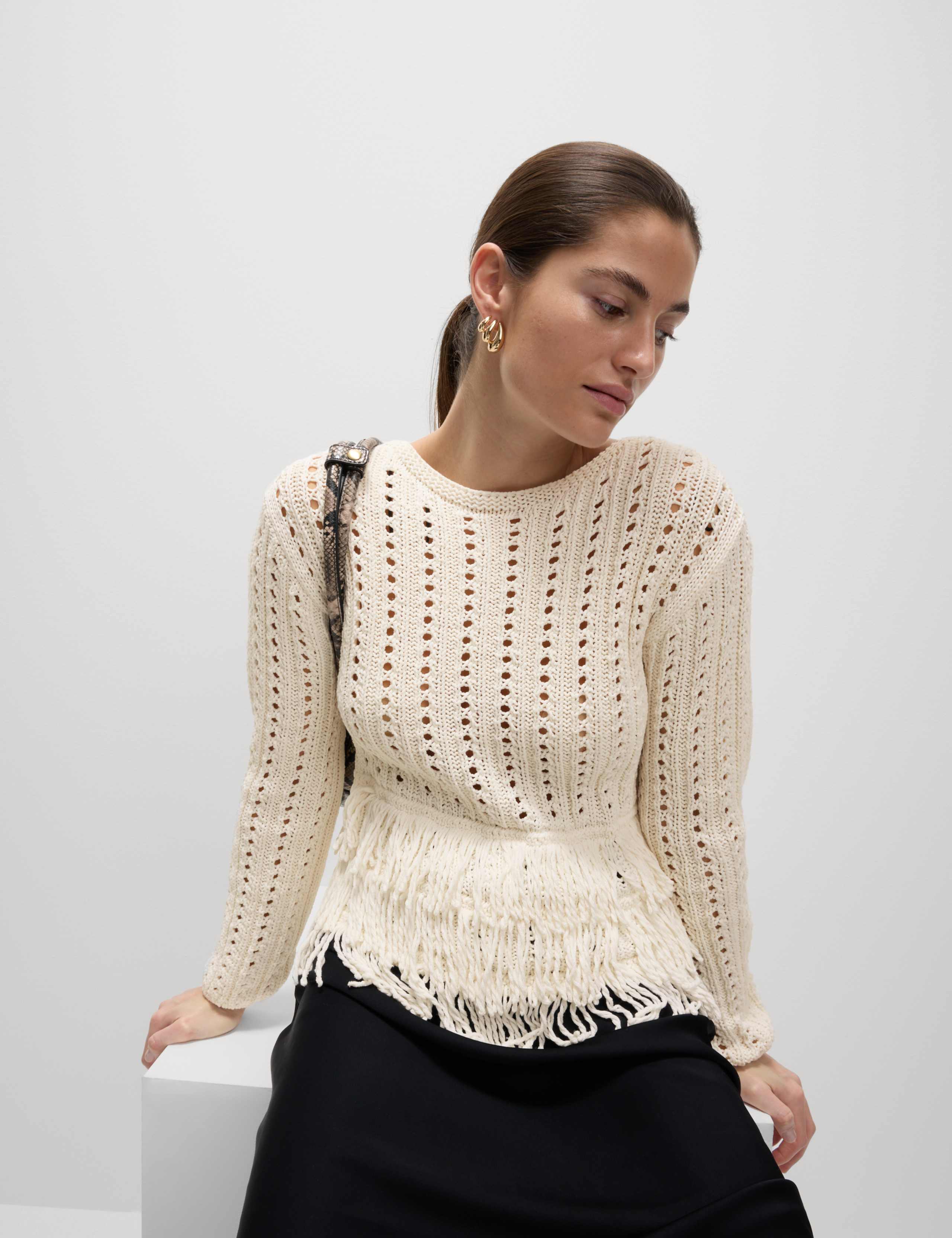 Cotton-Blend Textured Fringe Jumper 7 of 8
