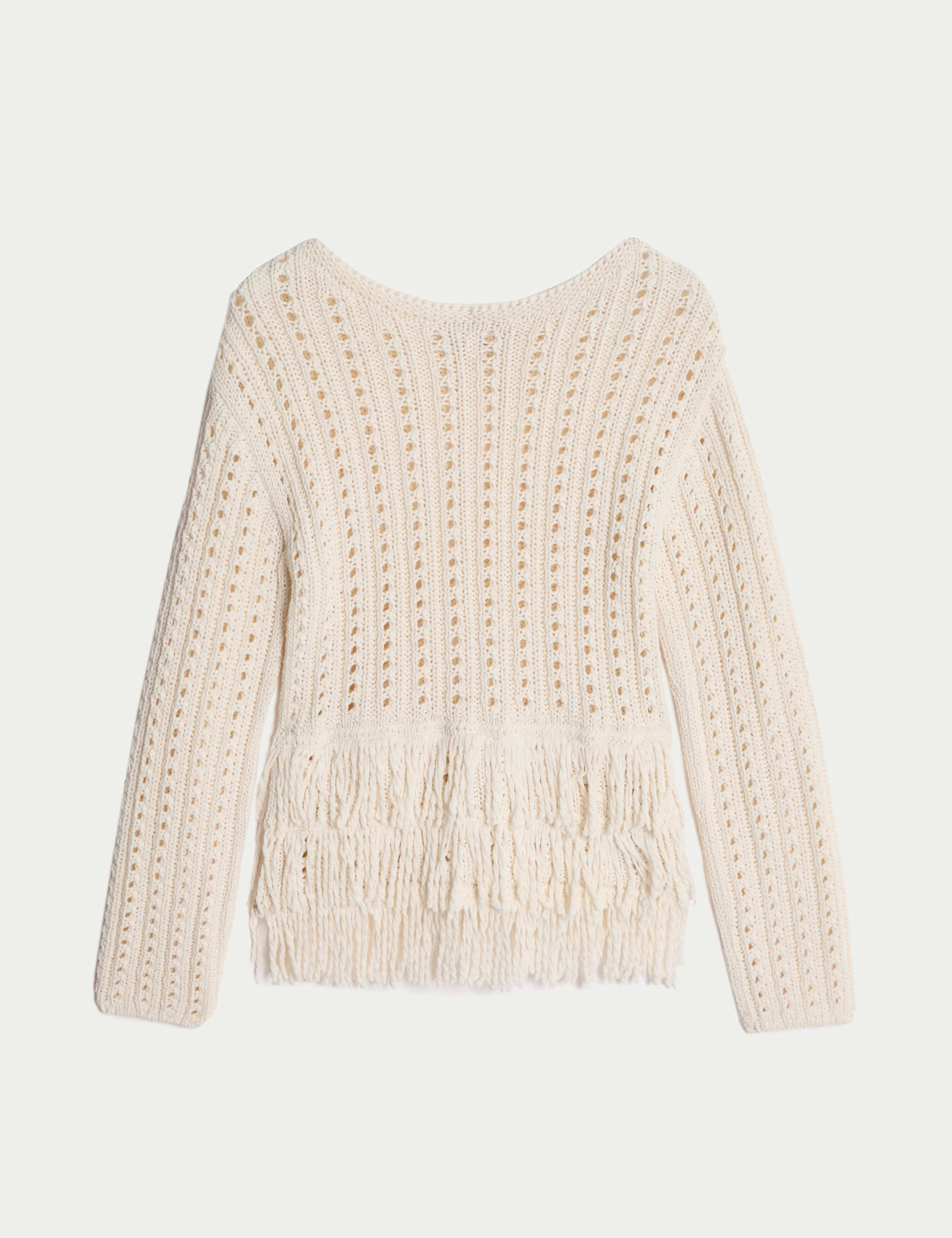 Cotton-Blend Textured Fringe Jumper 2 of 8