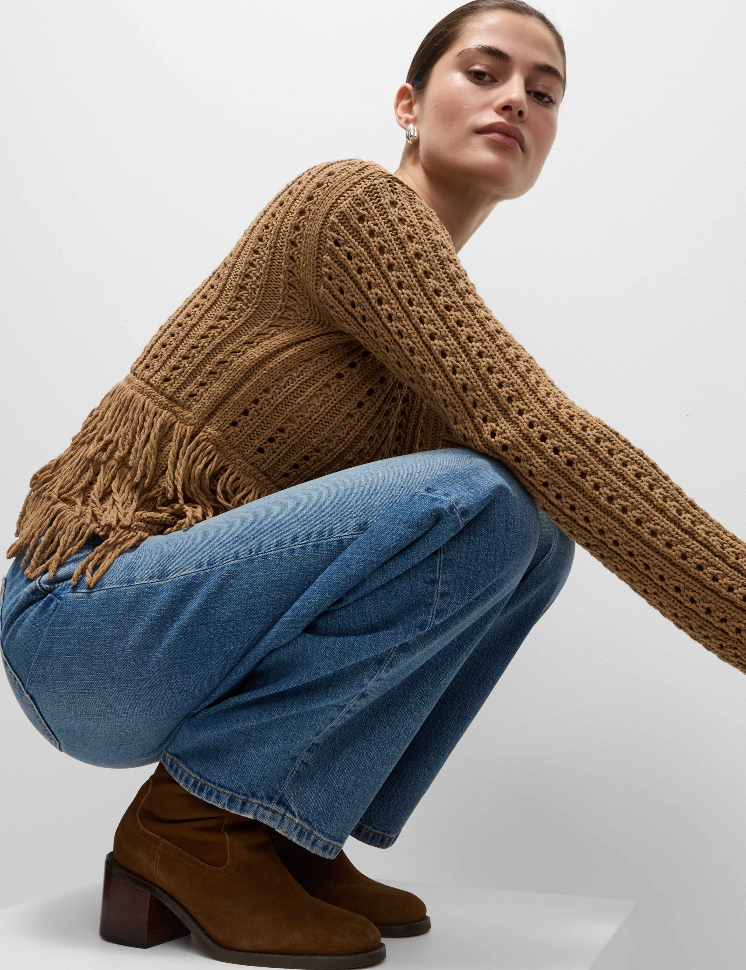 Cotton-Blend Textured Fringe Jumper 1 of 6