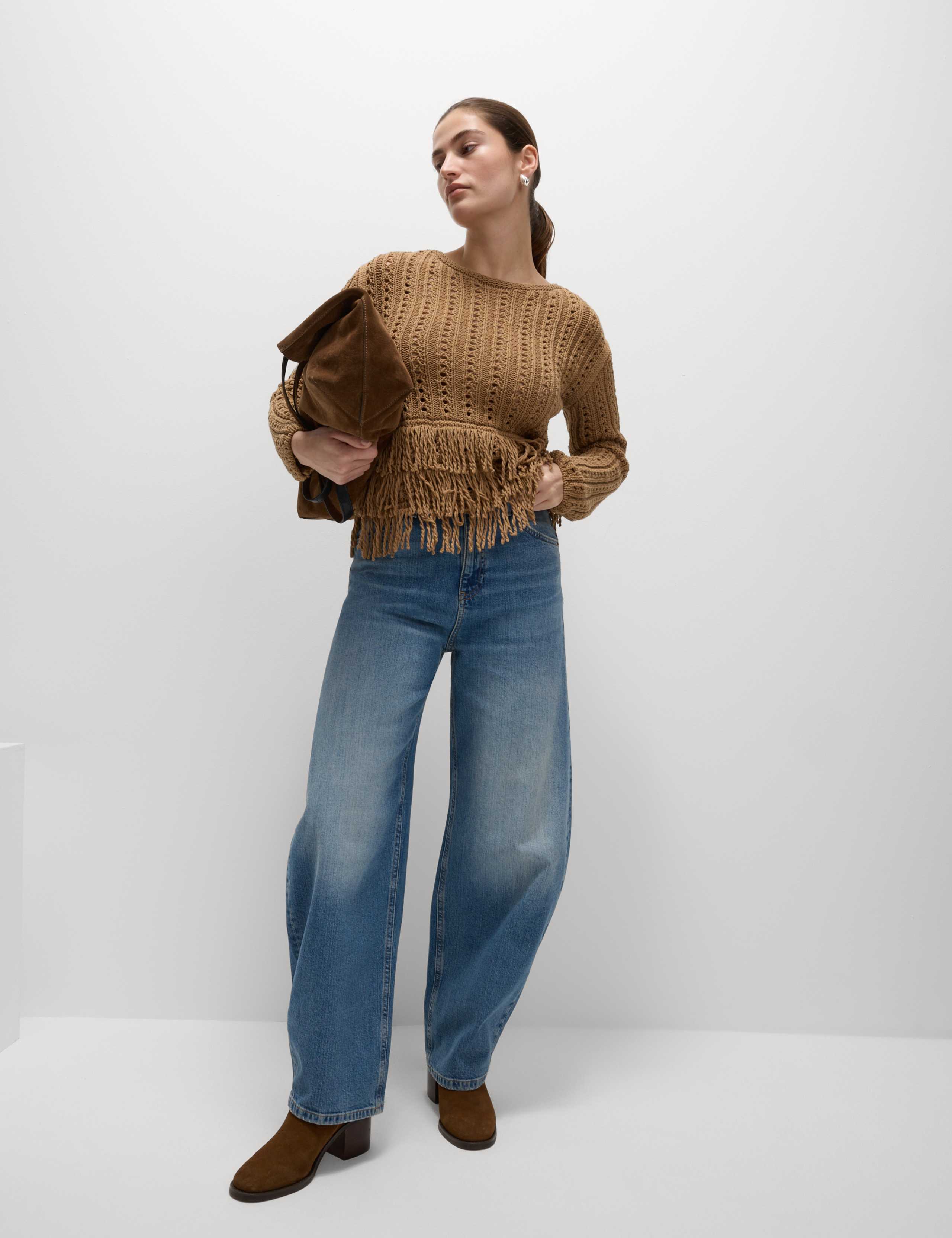 Cotton-Blend Textured Fringe Jumper 3 of 6