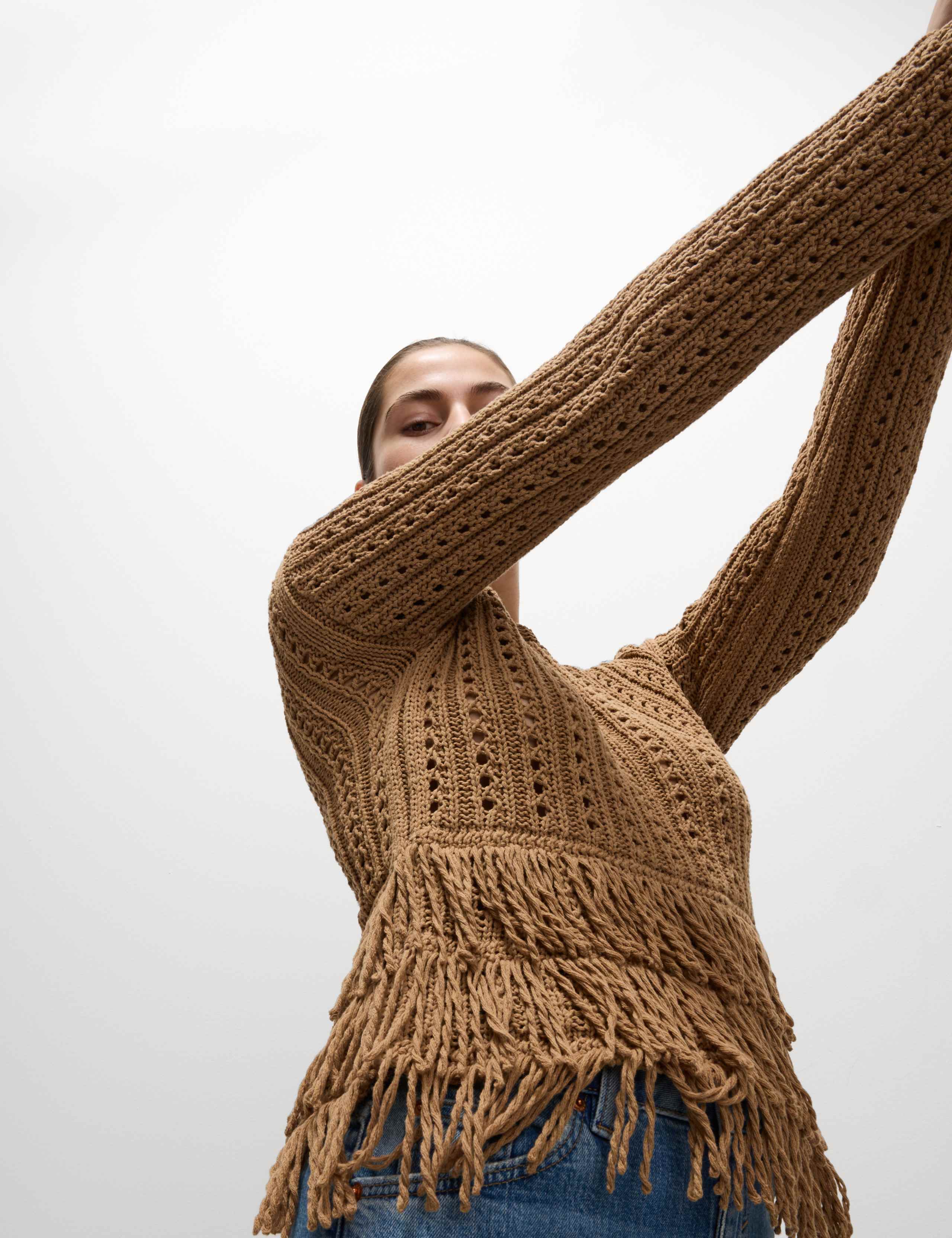 Cotton-Blend Textured Fringe Jumper 4 of 6
