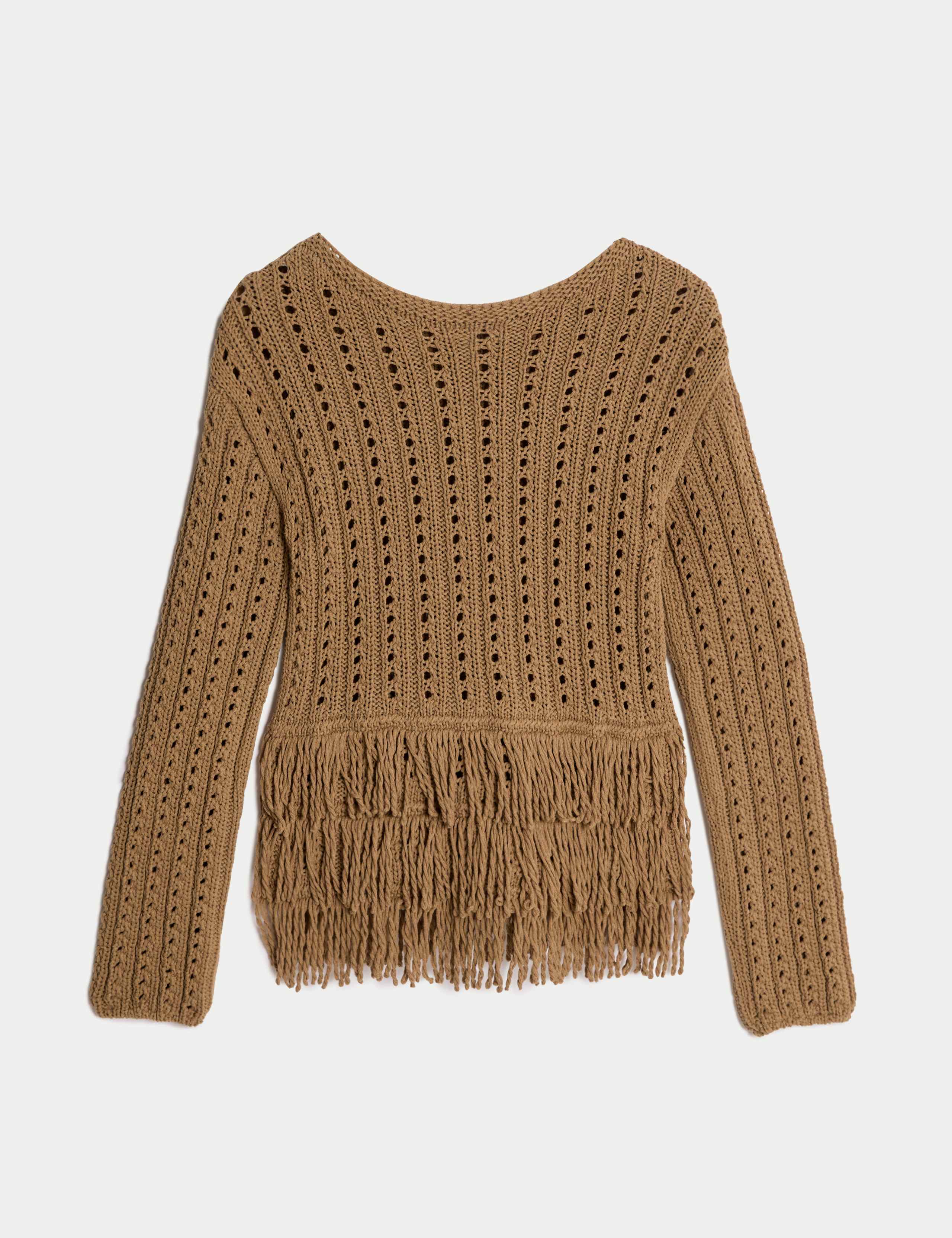 Cotton-Blend Textured Fringe Jumper 2 of 6