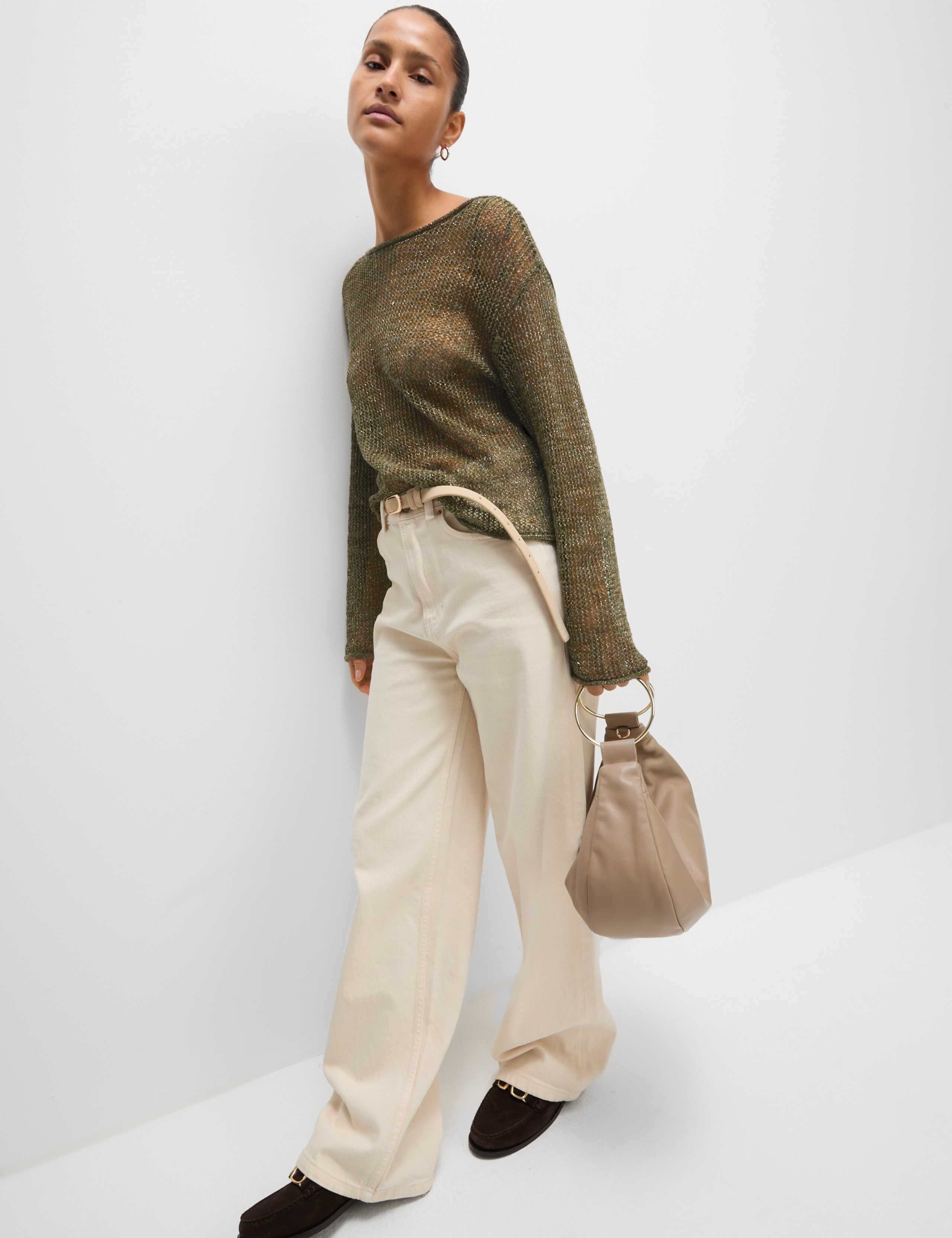 Cotton Blend Metallic Jumper with Linen 3 of 6