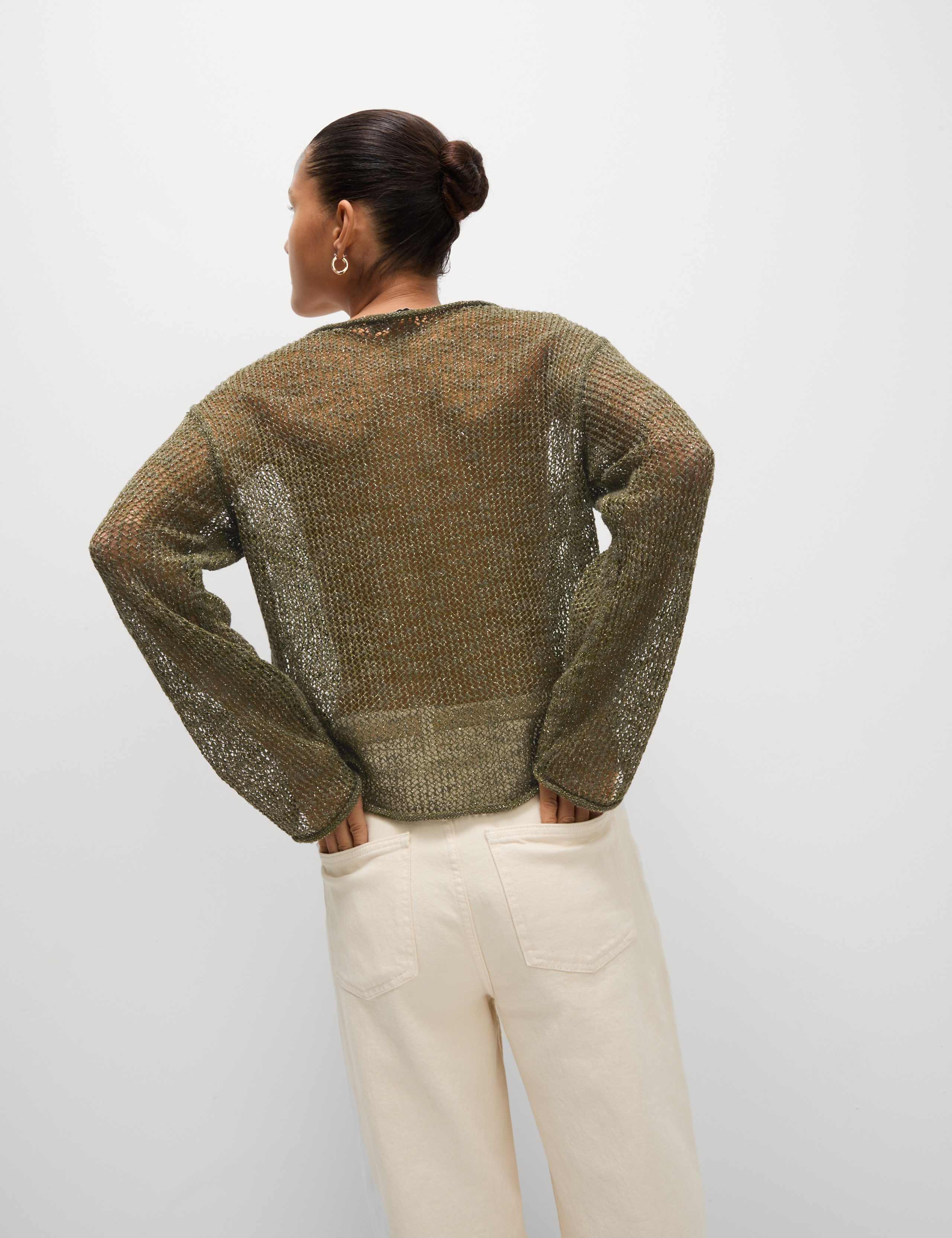 Cotton Blend Metallic Jumper with Linen 4 of 6