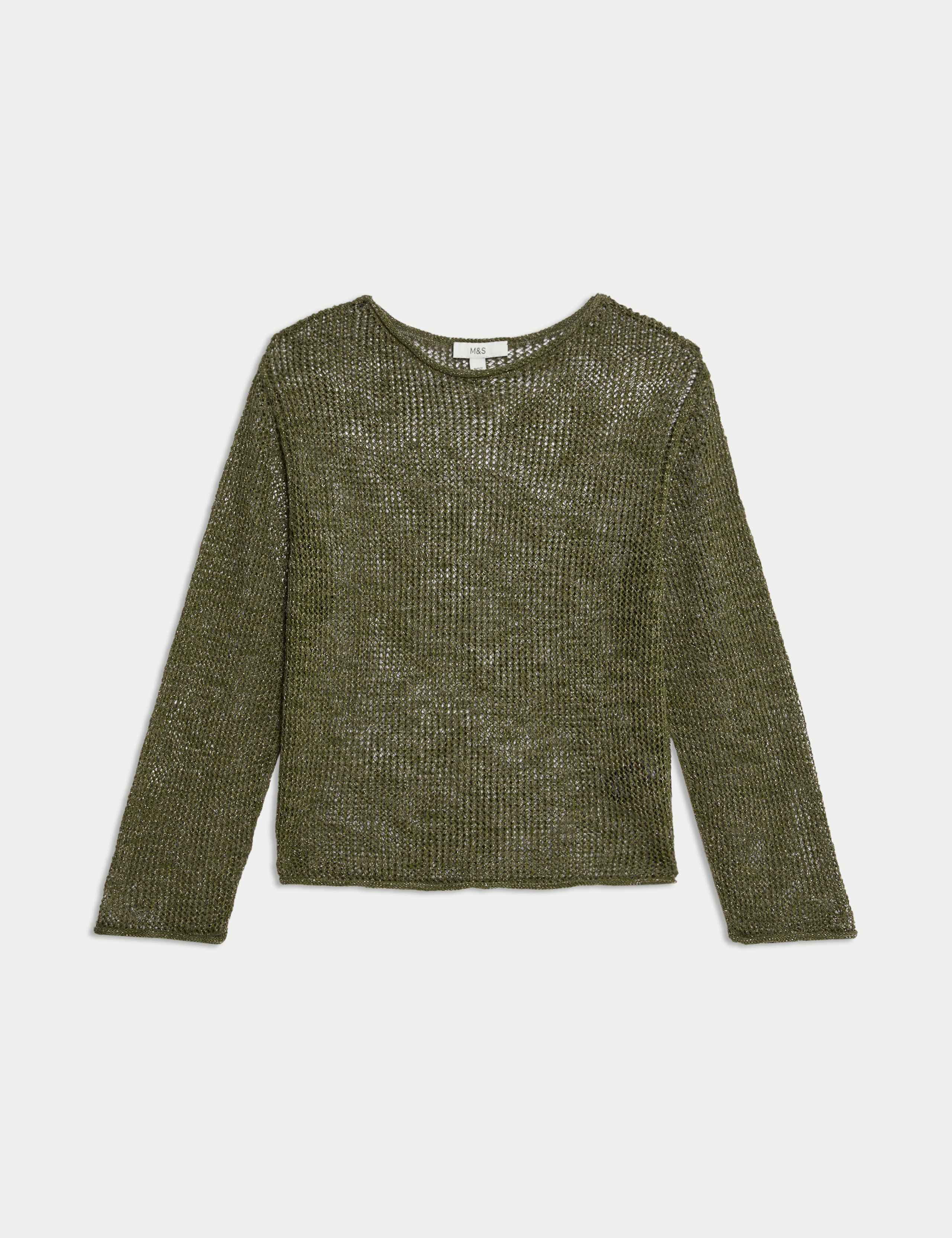 Cotton Blend Metallic Jumper with Linen 2 of 6