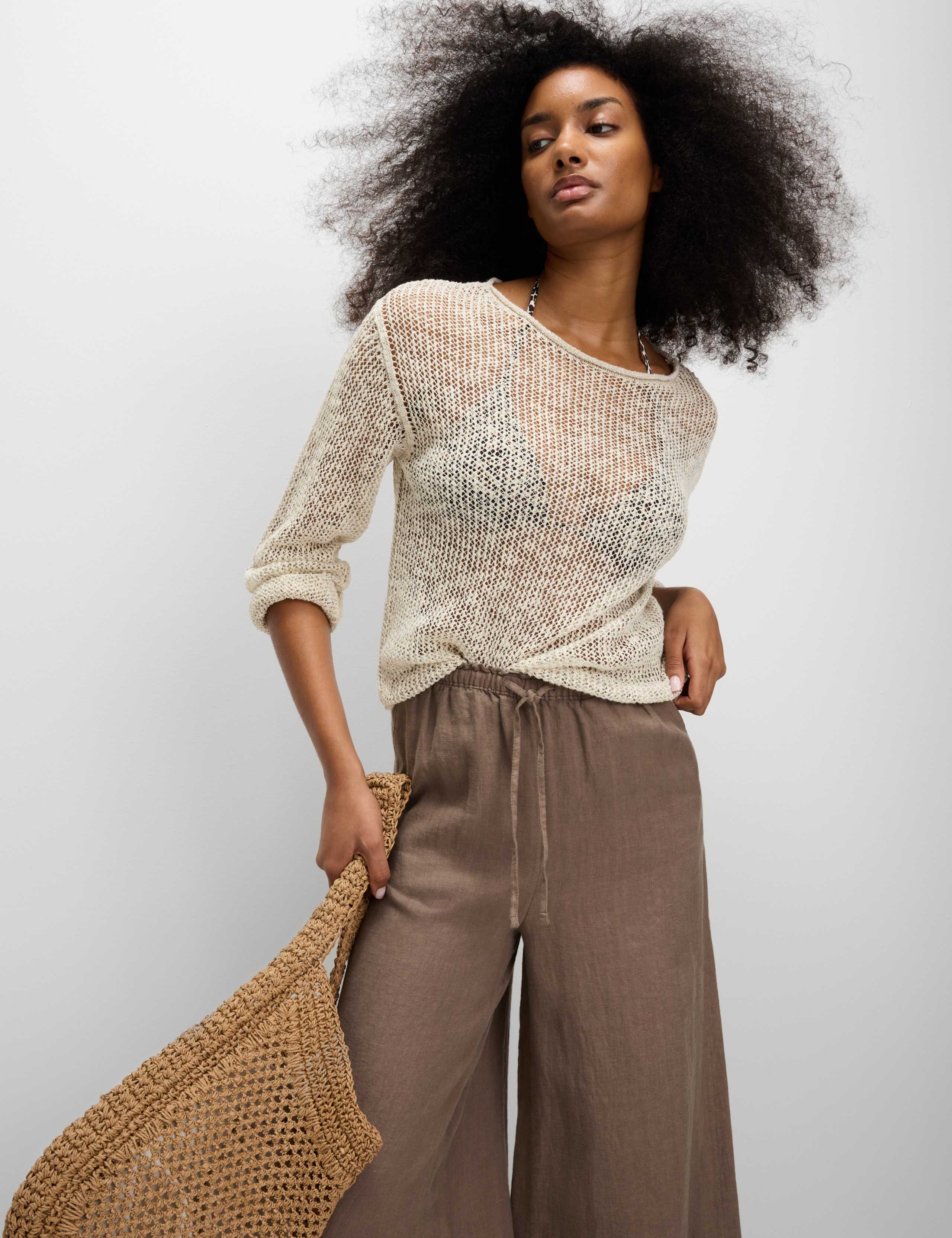 Cotton Blend Metallic Jumper with Linen 4 of 6