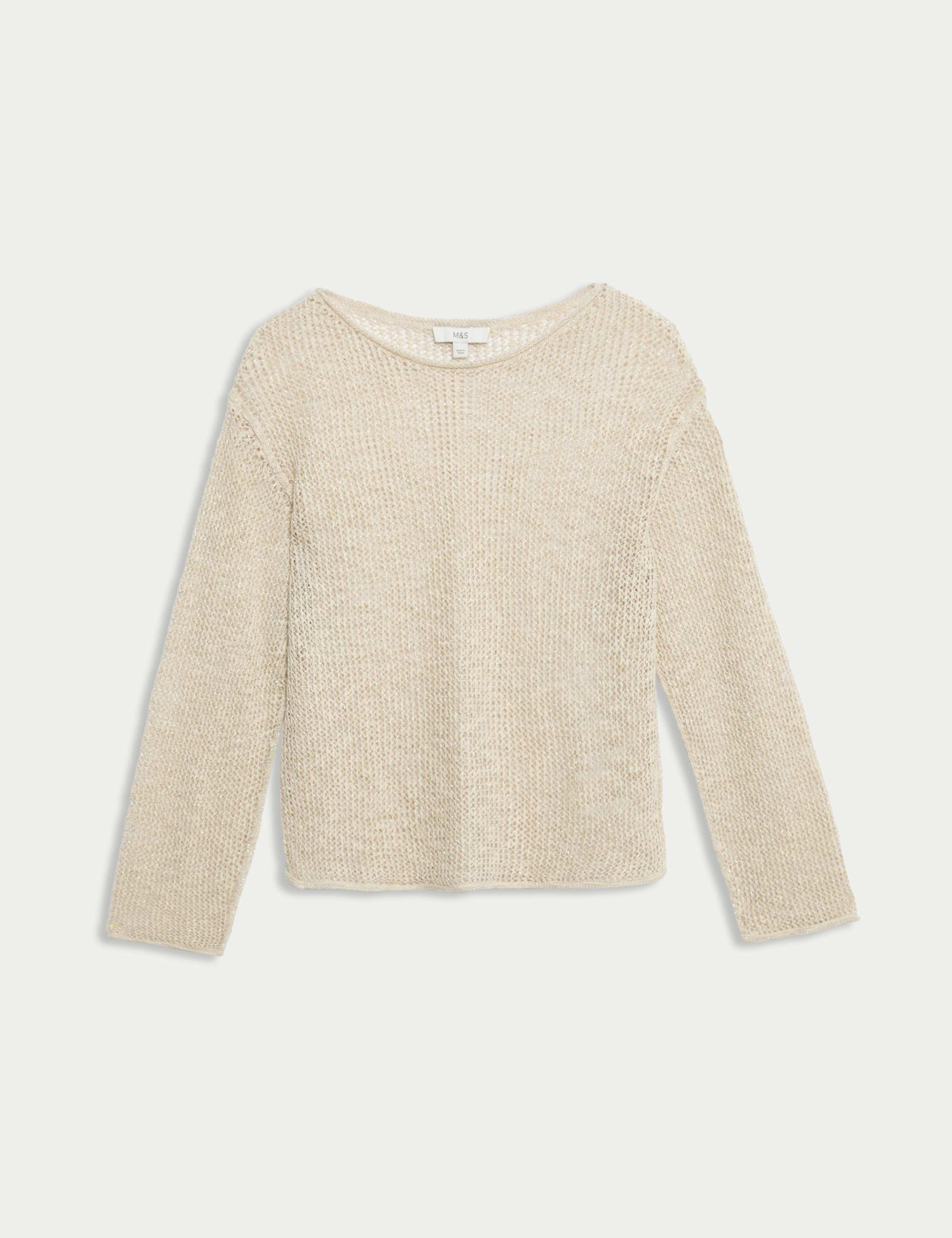 Cotton Blend Metallic Jumper with Linen 2 of 6