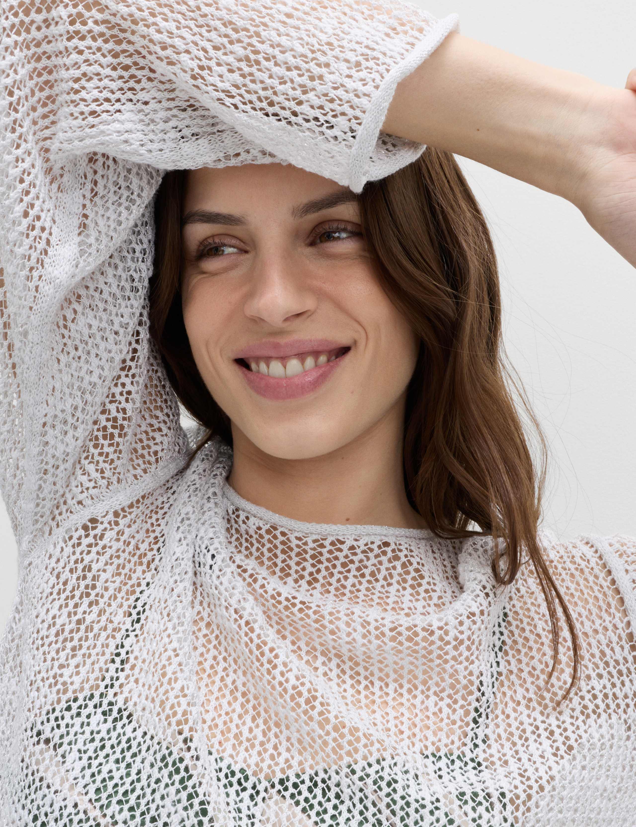 Cotton Blend Metallic Jumper with Linen 3 of 5