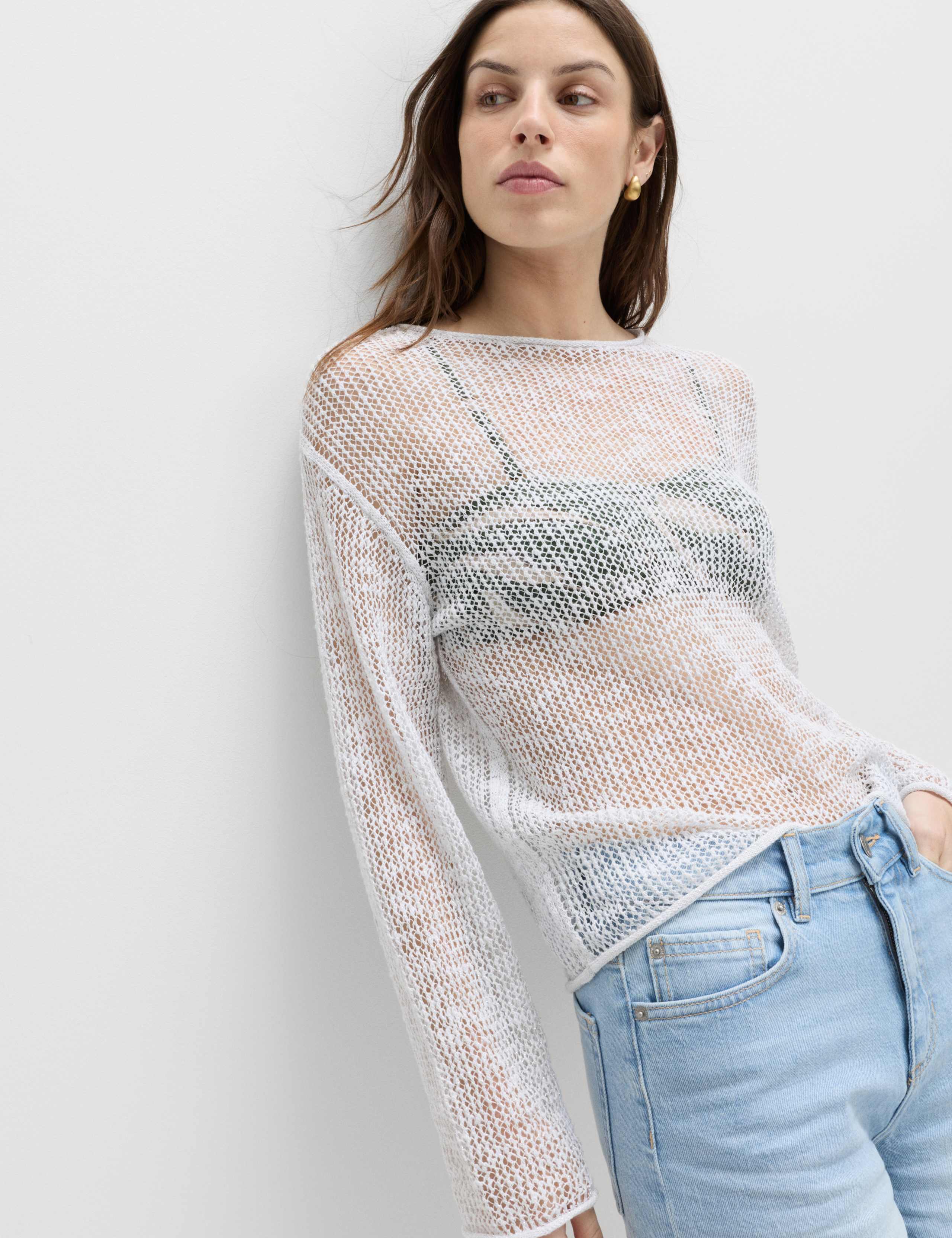 Cotton Blend Metallic Jumper with Linen 5 of 5