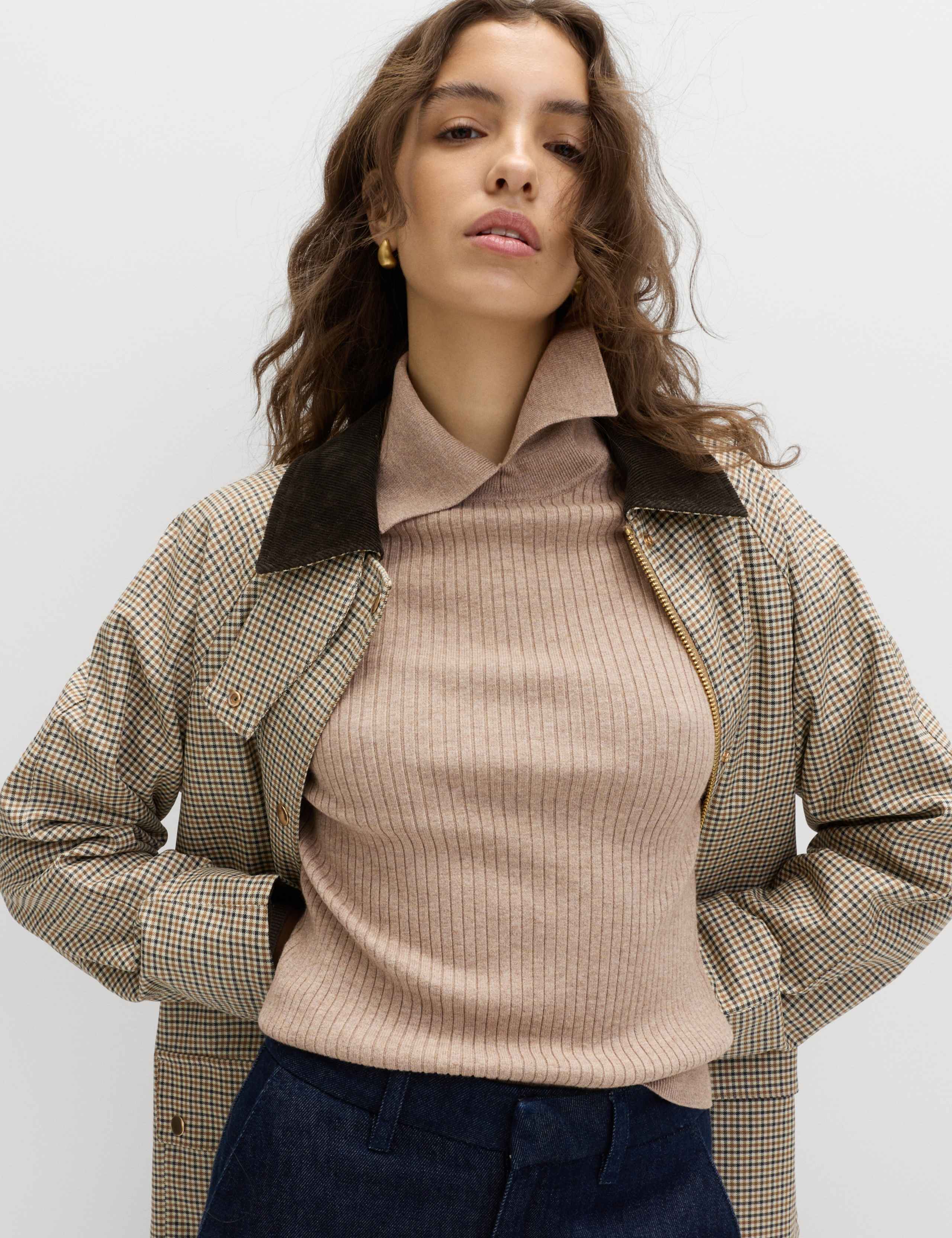 Ribbed Collared Slim Fit Knitted Top 1 of 5