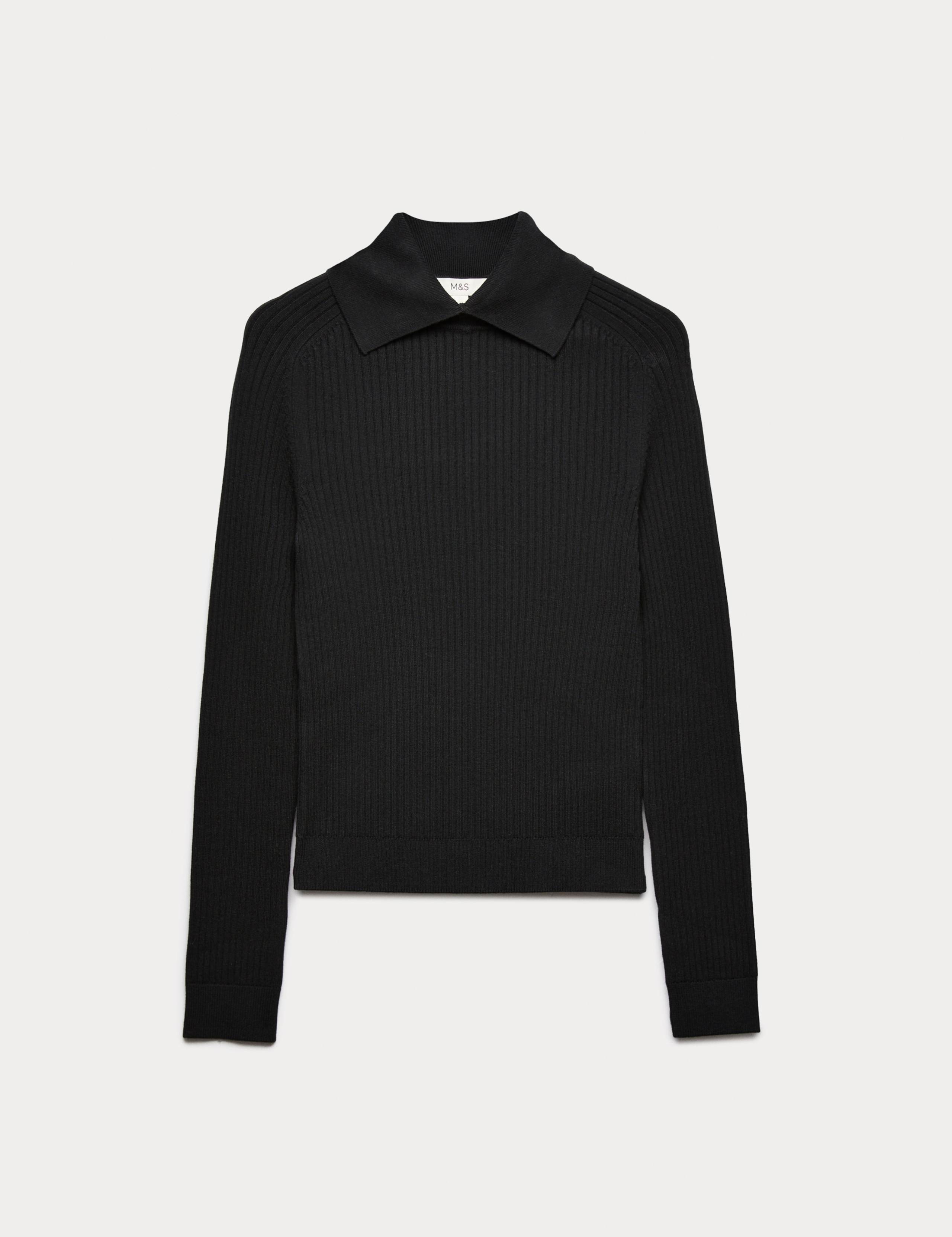 Ribbed Collared Slim Fit Knitted Top 2 of 5