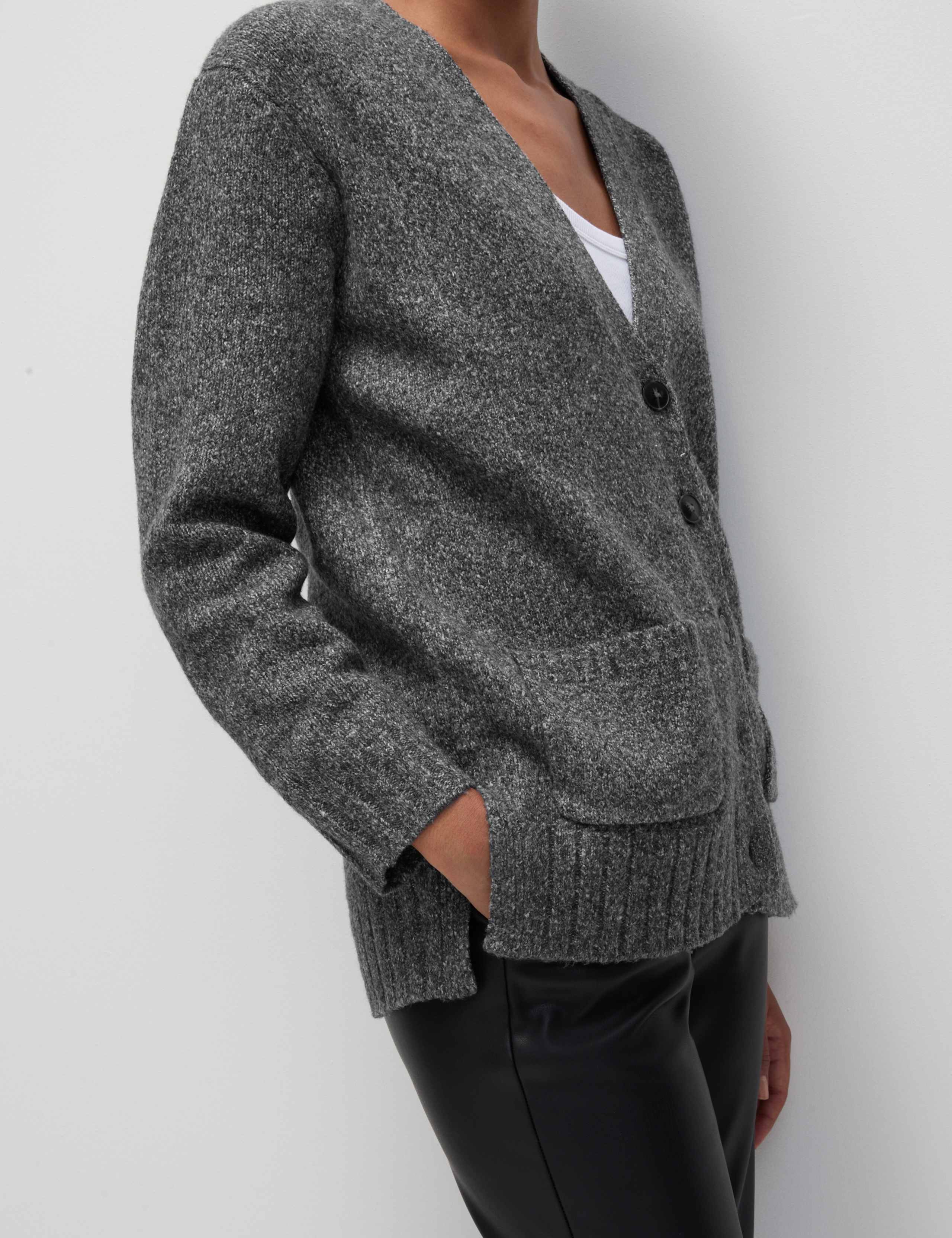Textured V-Neck Relaxed Cardigan 4 of 6