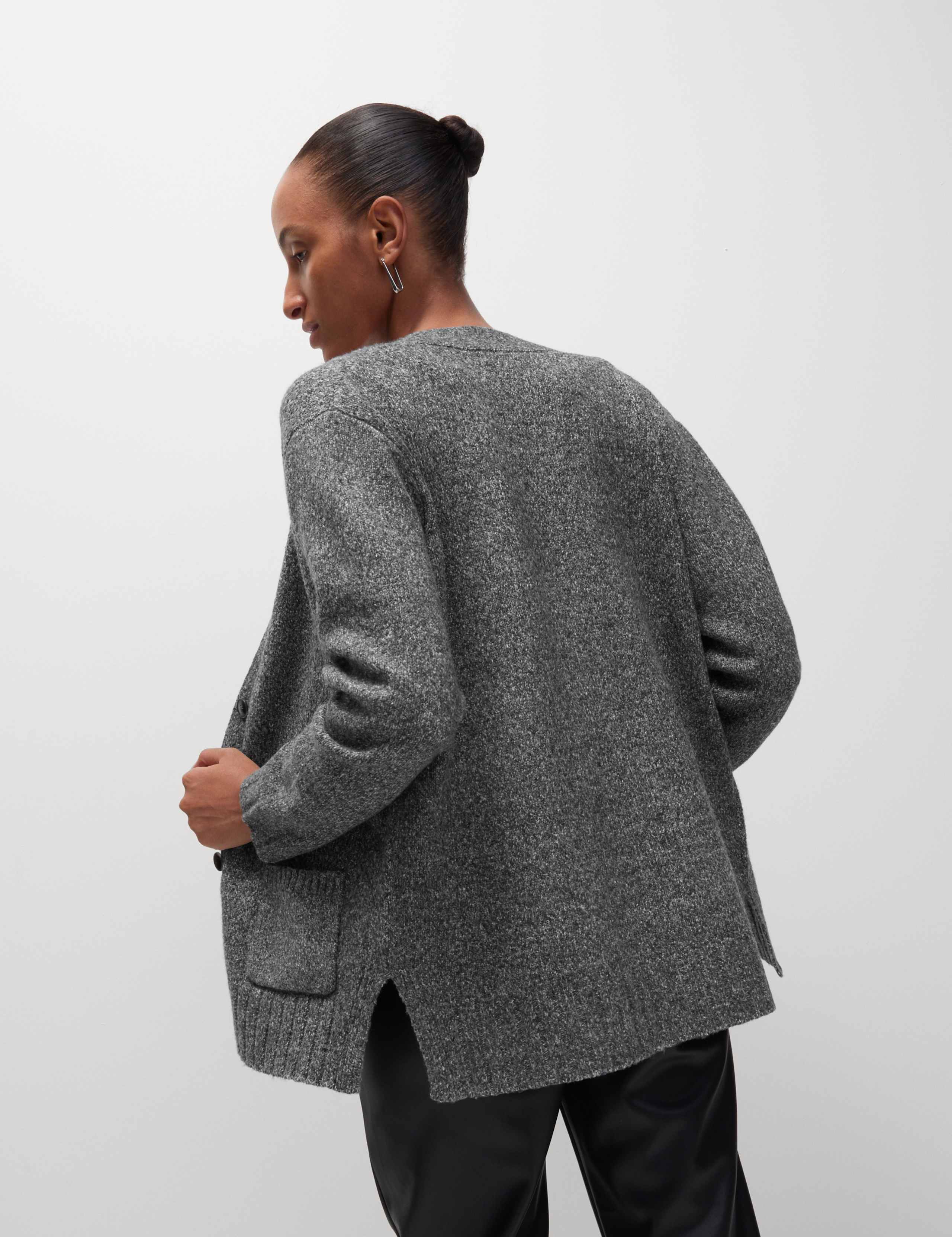Textured V-Neck Relaxed Cardigan 5 of 6