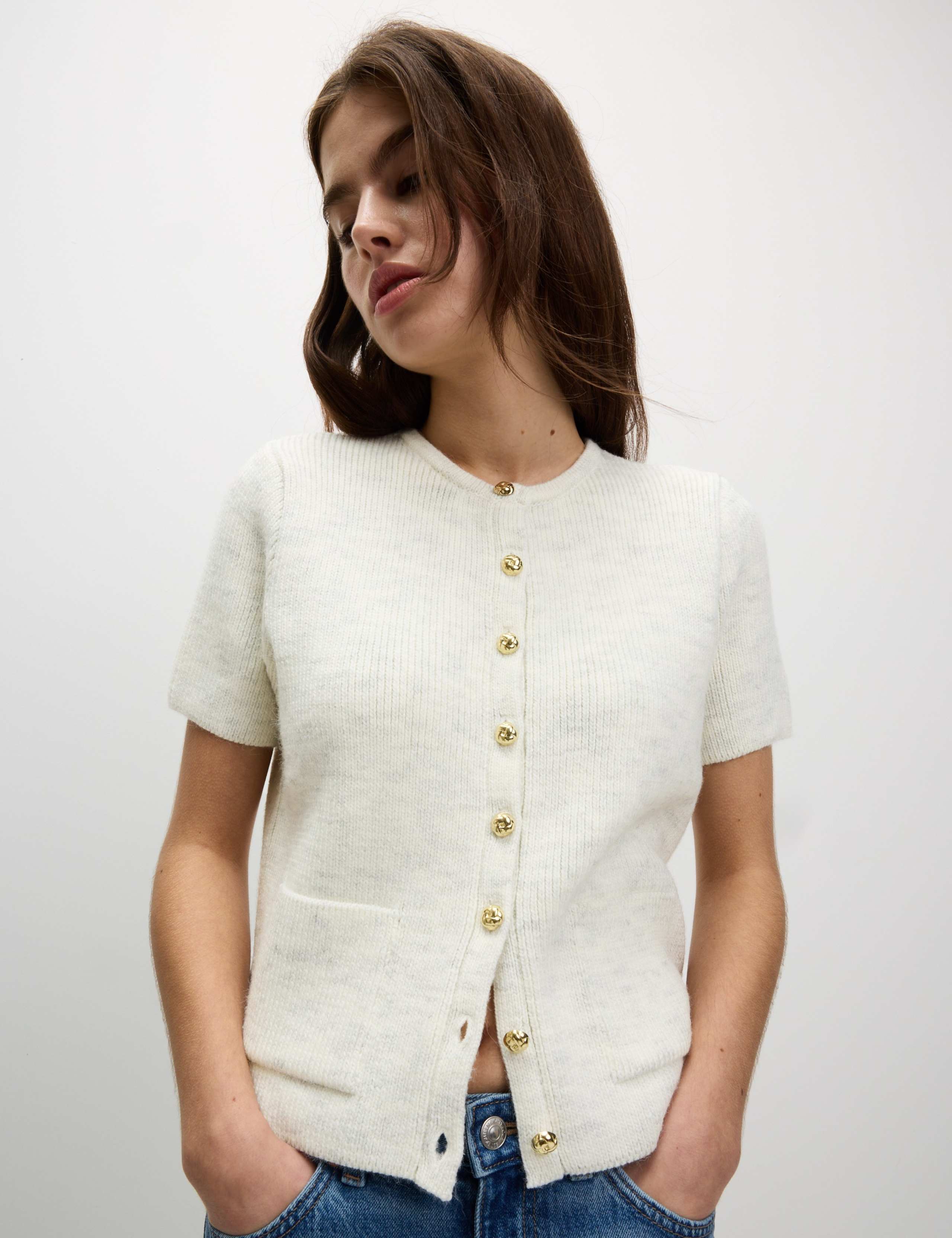 Textured Button Front Cardigan 3 of 5