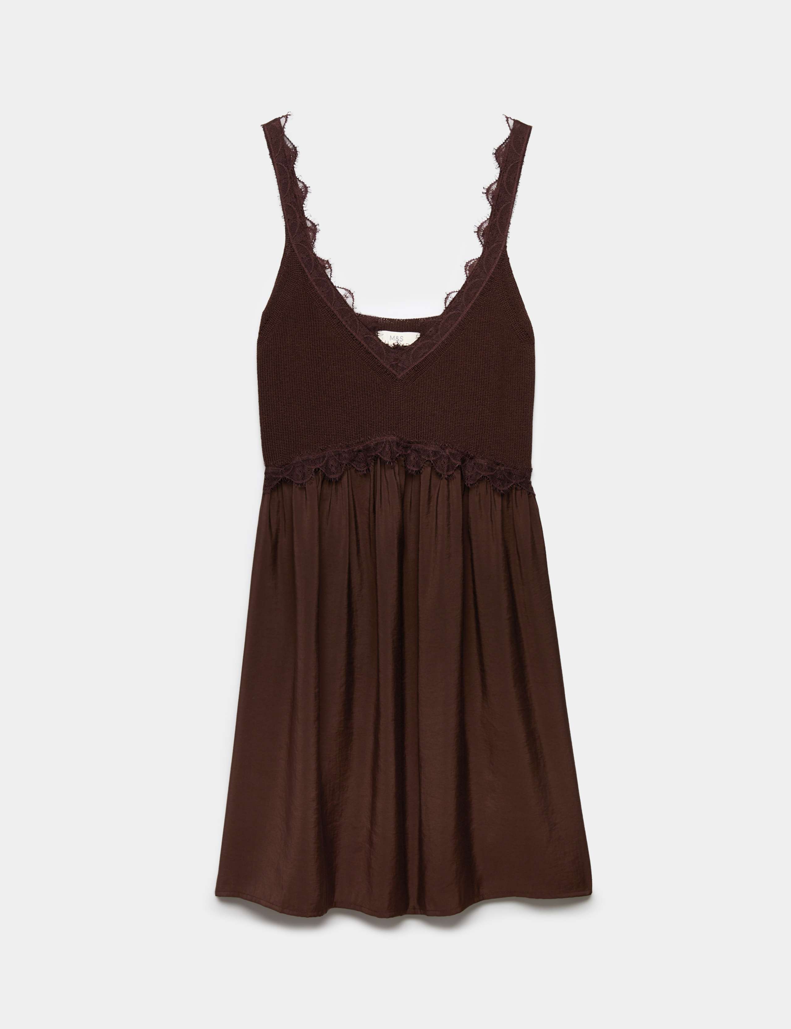 Textured Lace Detail Mini Knitted Dress 2 of 7