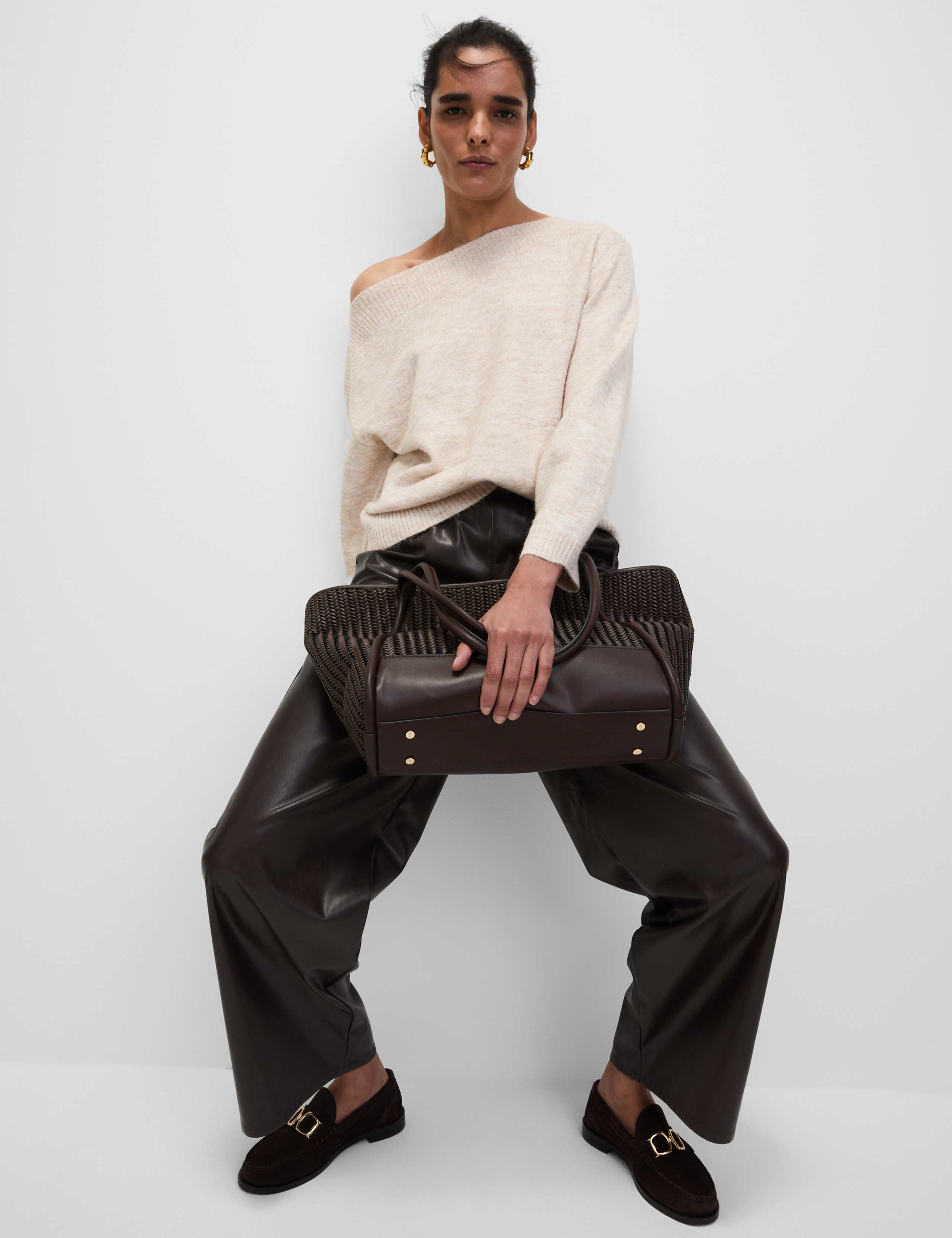 Slash Neck Relaxed Jumper with Alpaca 1 of 6