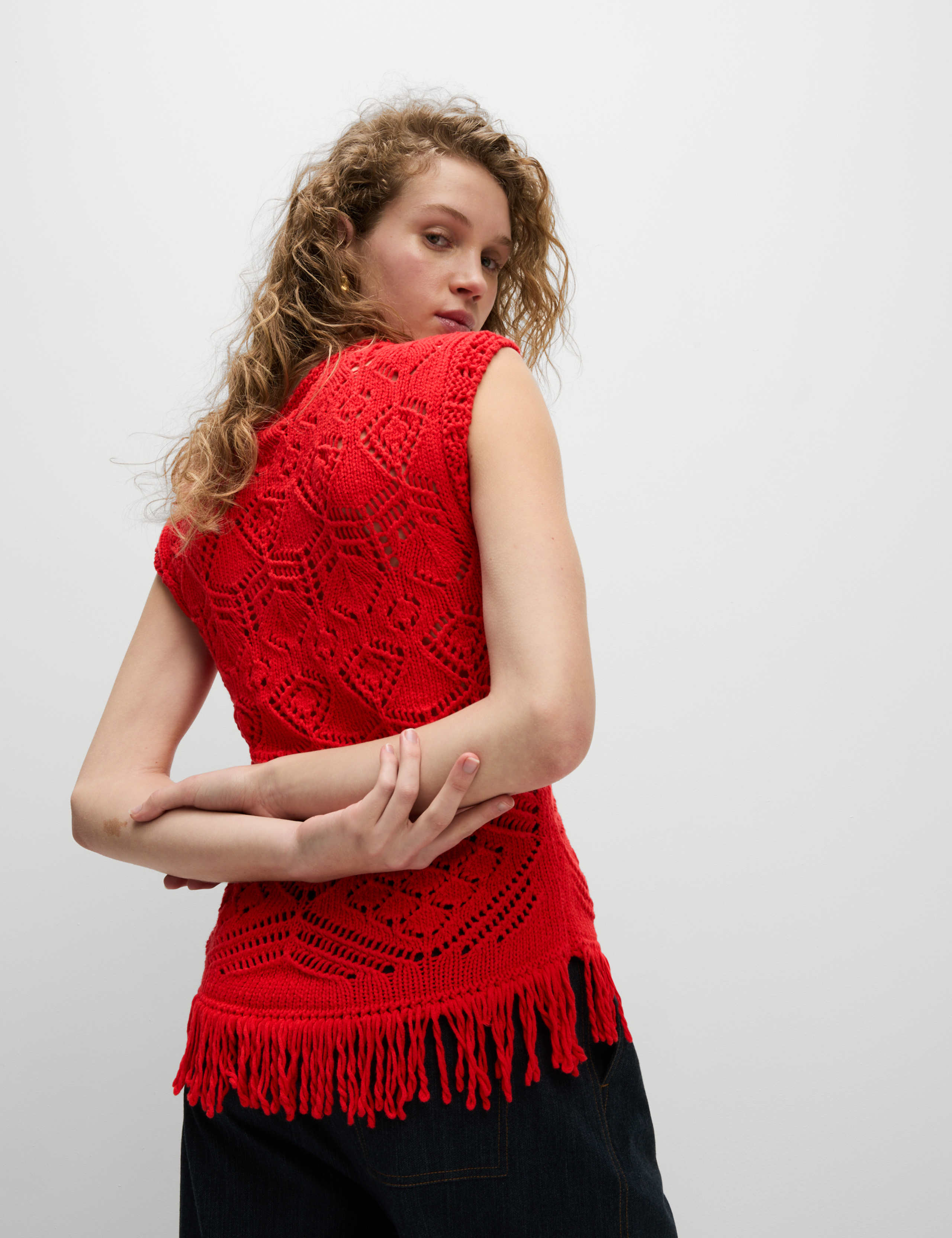 Pure Cotton Textured Slim Fit Knitted Top 5 of 6