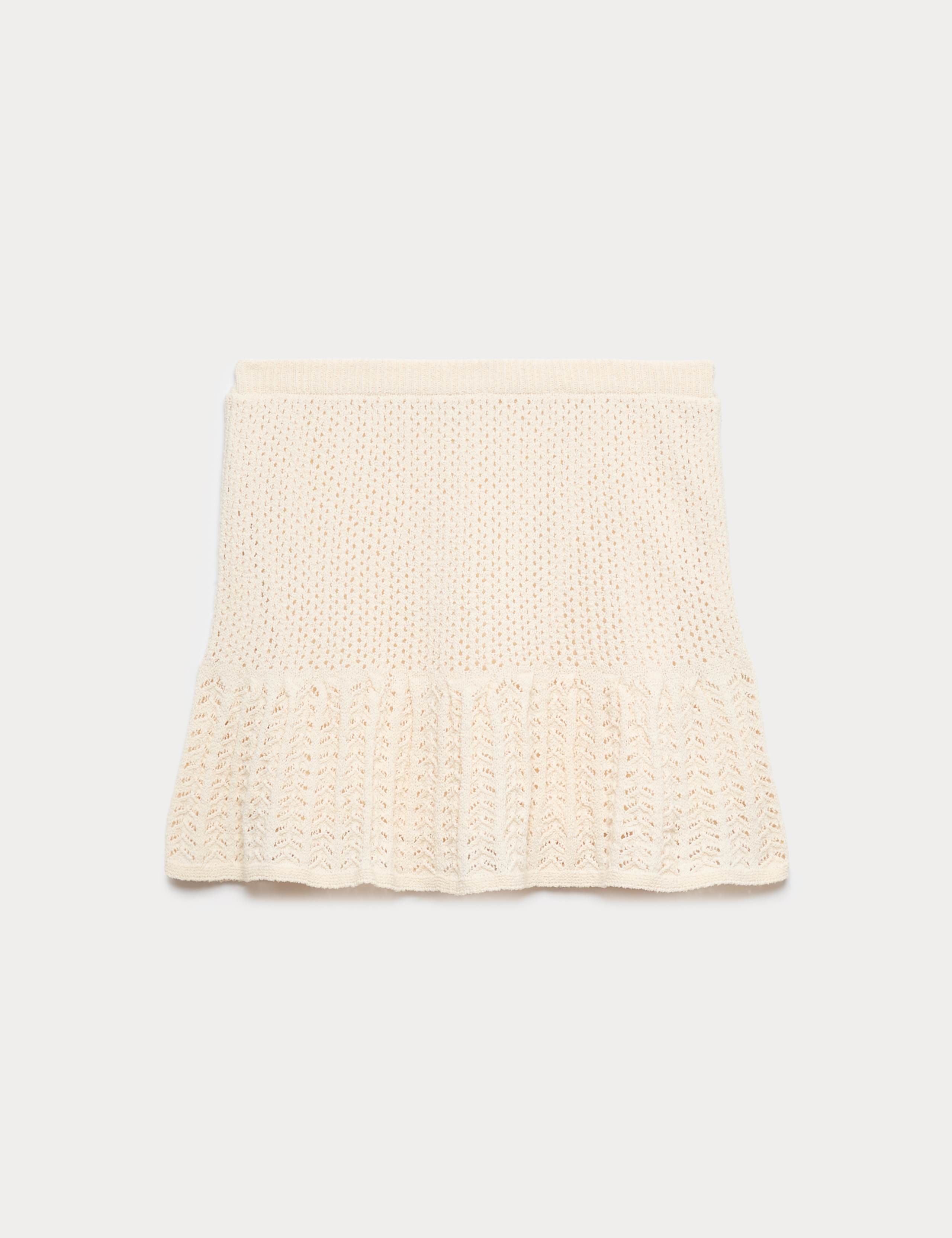 Cotton-Blend Textured Mini Knitted Skirt 2 of 6