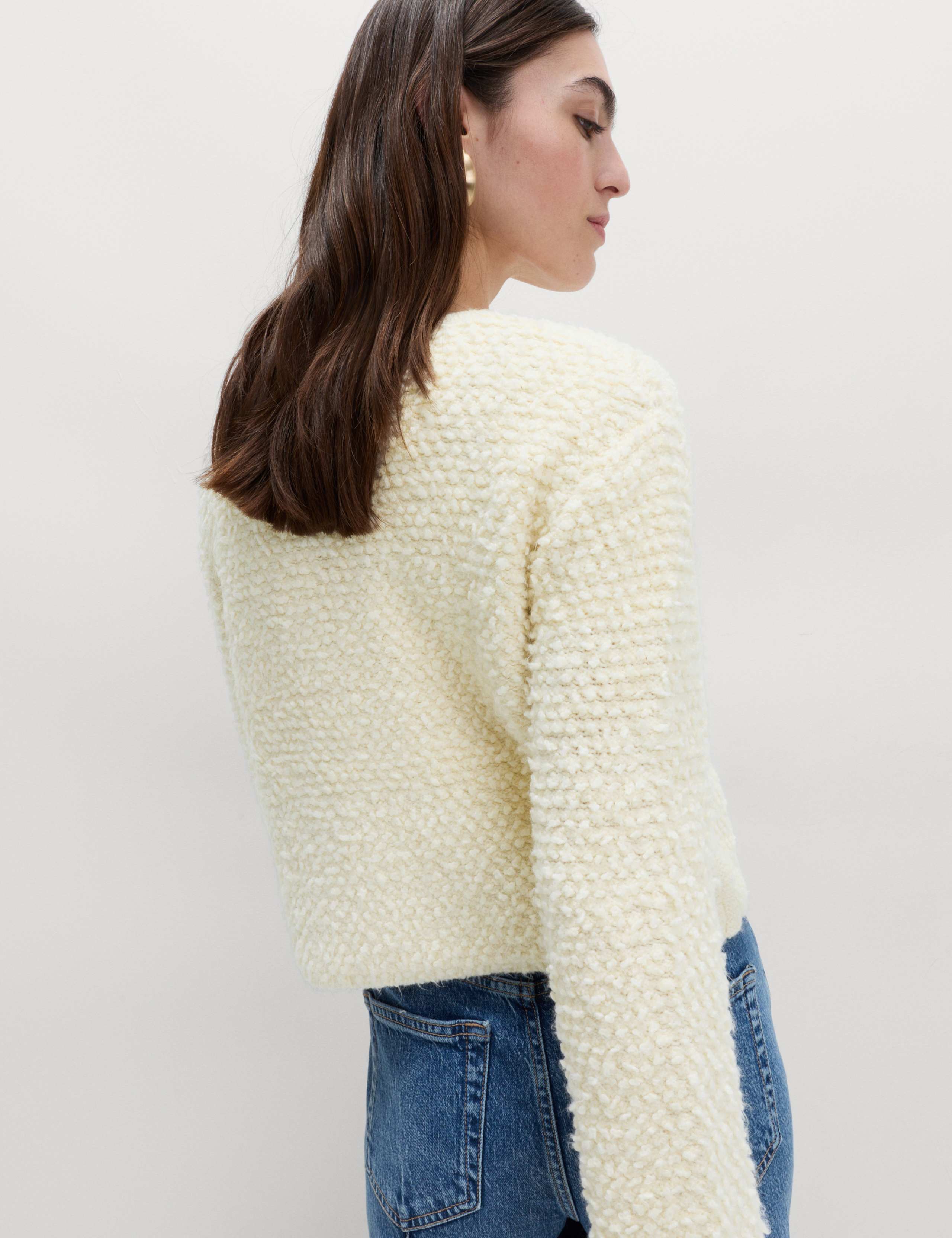 Textured Tie Front Cardigan with Wool 4 of 6