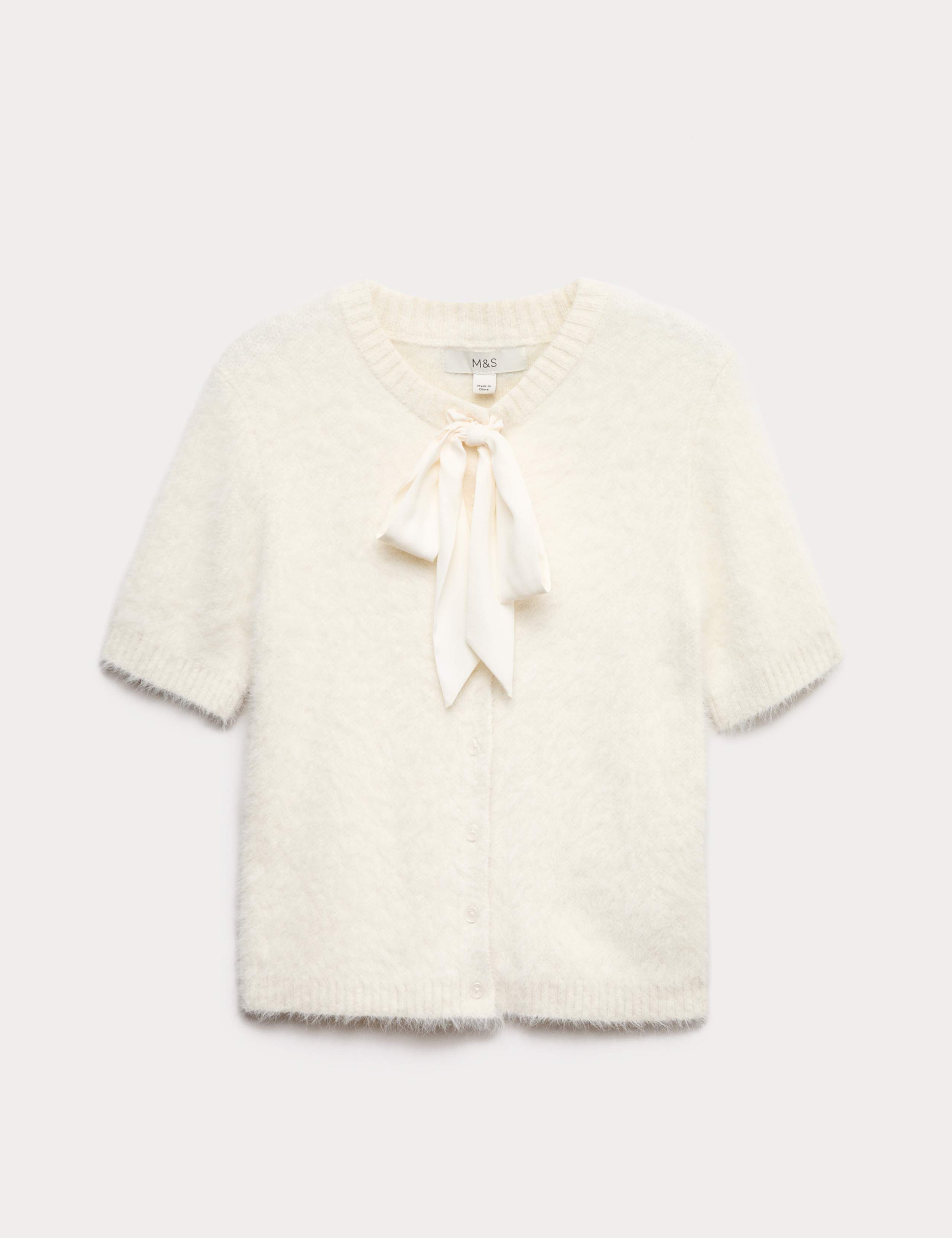 Textured Crew Neck Tie Fastening Cardigan 2 of 7