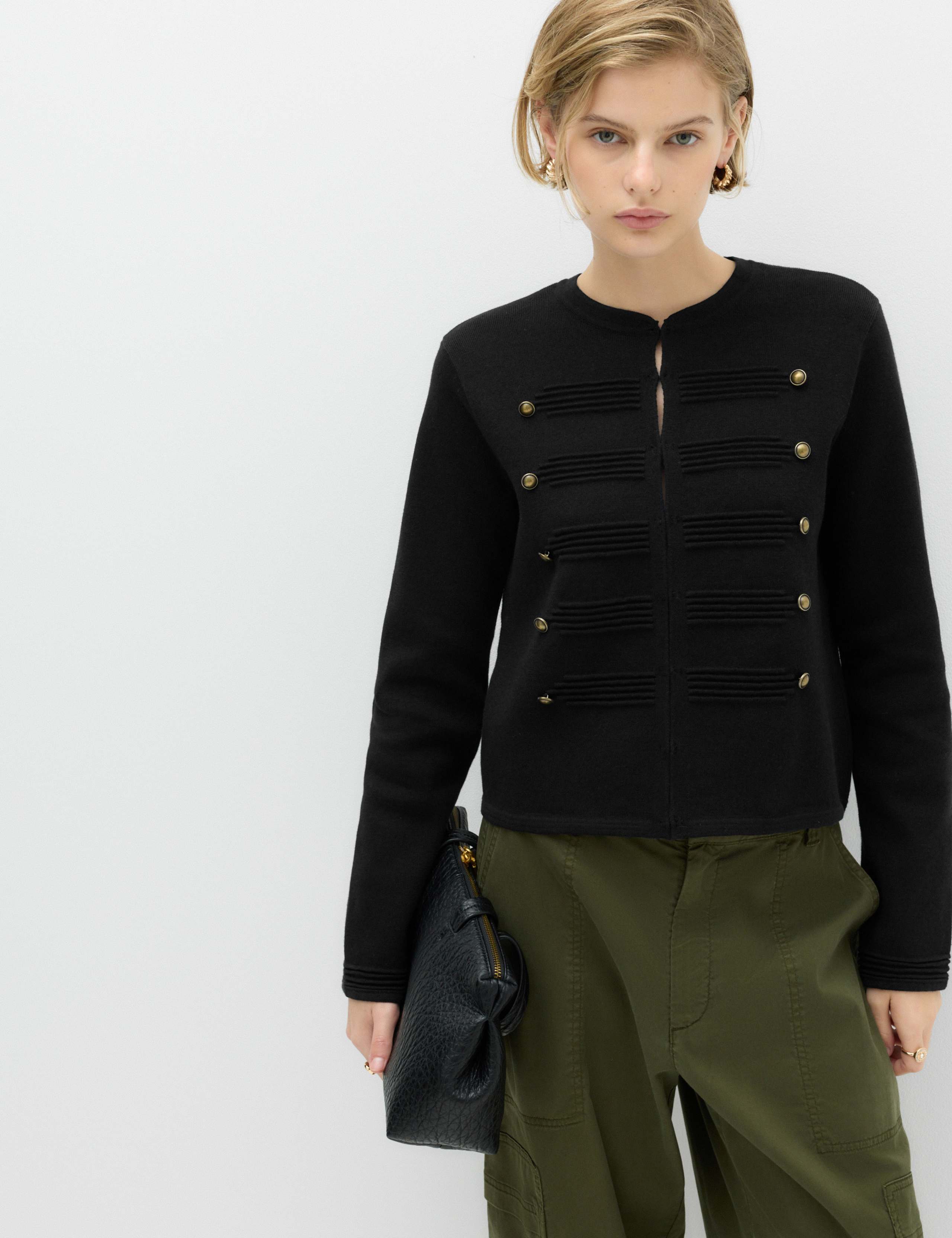 Cotton Rich Button Detail Knitted Jacket 3 of 6
