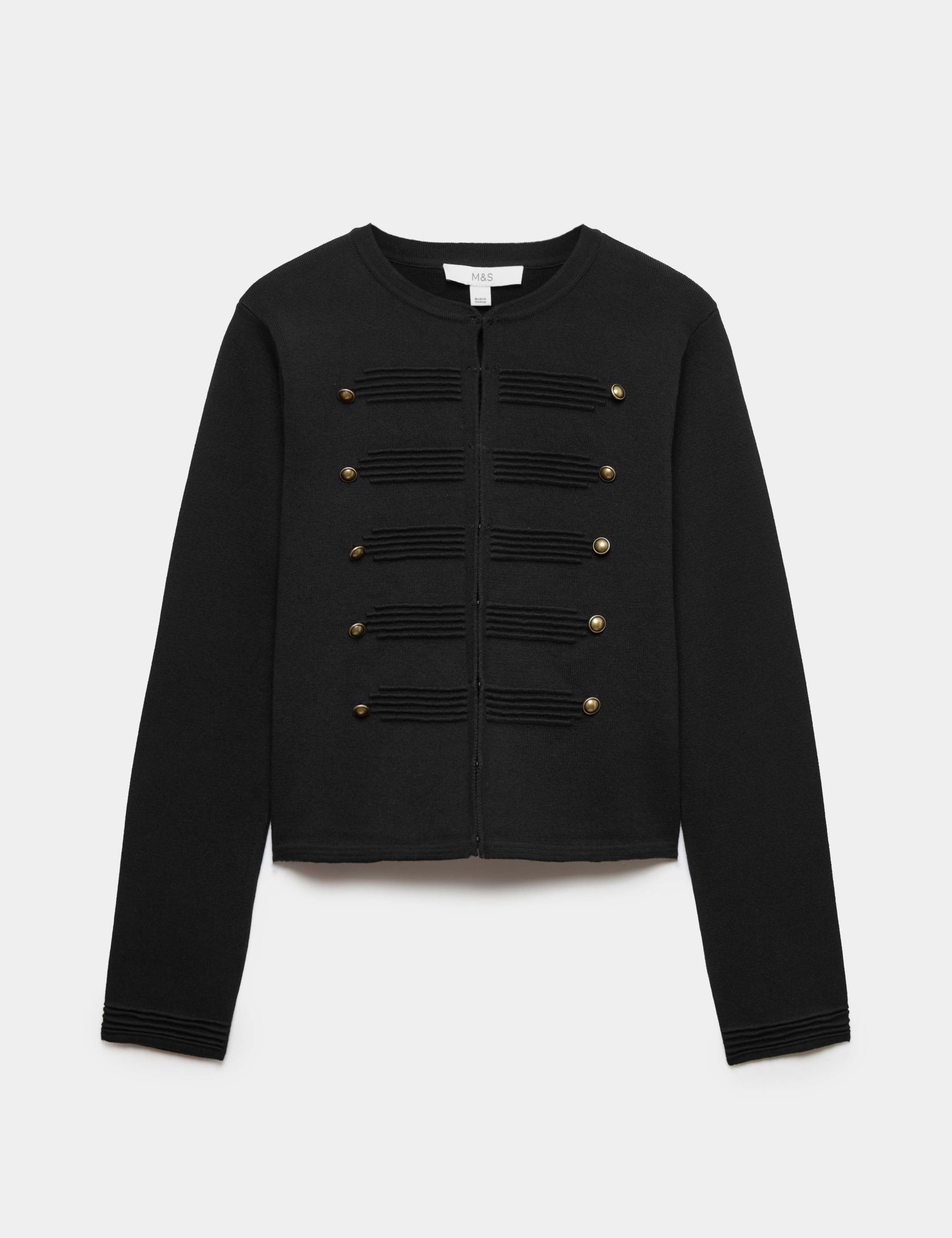 Cotton Rich Button Detail Knitted Jacket 2 of 6
