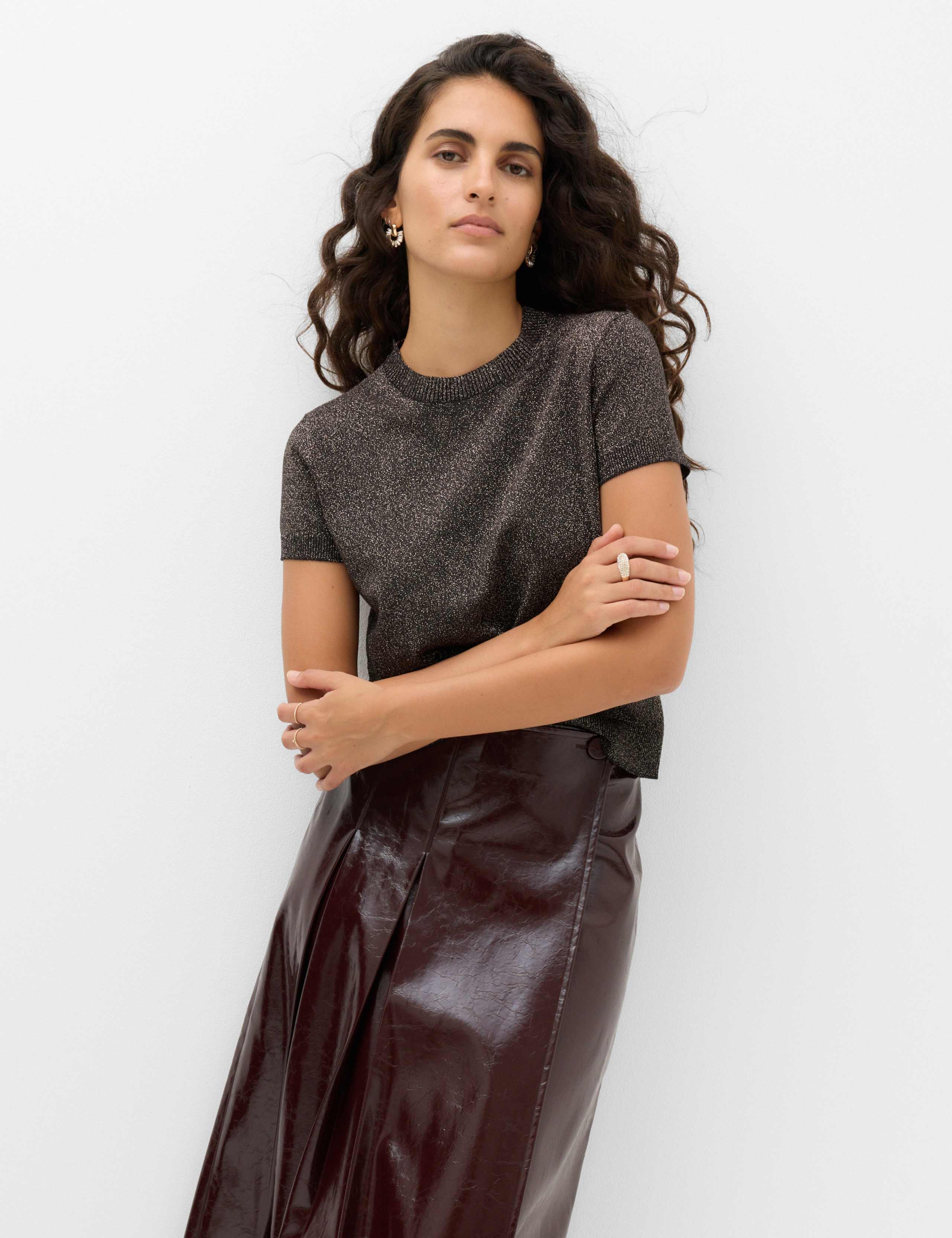 Sparkly Crew Neck Slim Fit Knitted Top 3 of 6