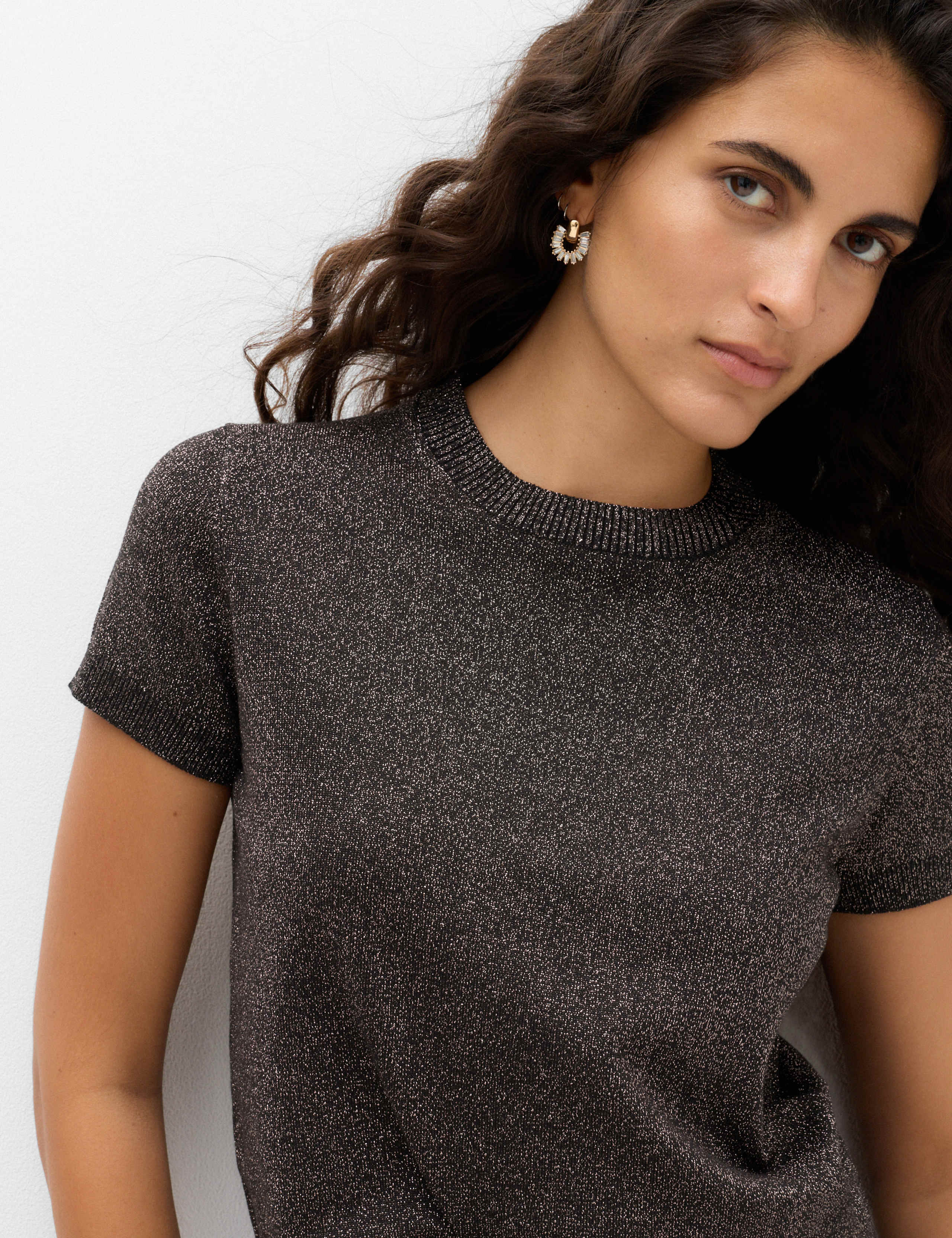 Sparkly Crew Neck Slim Fit Knitted Top 4 of 6