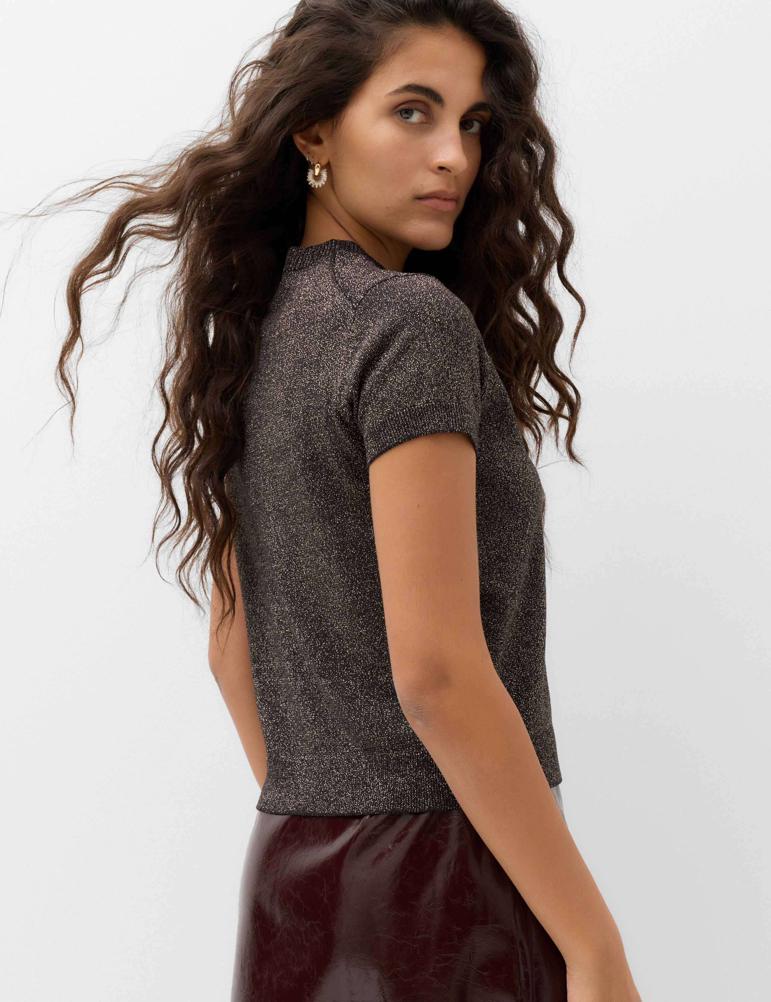 Sparkly Crew Neck Slim Fit Knitted Top 5 of 6