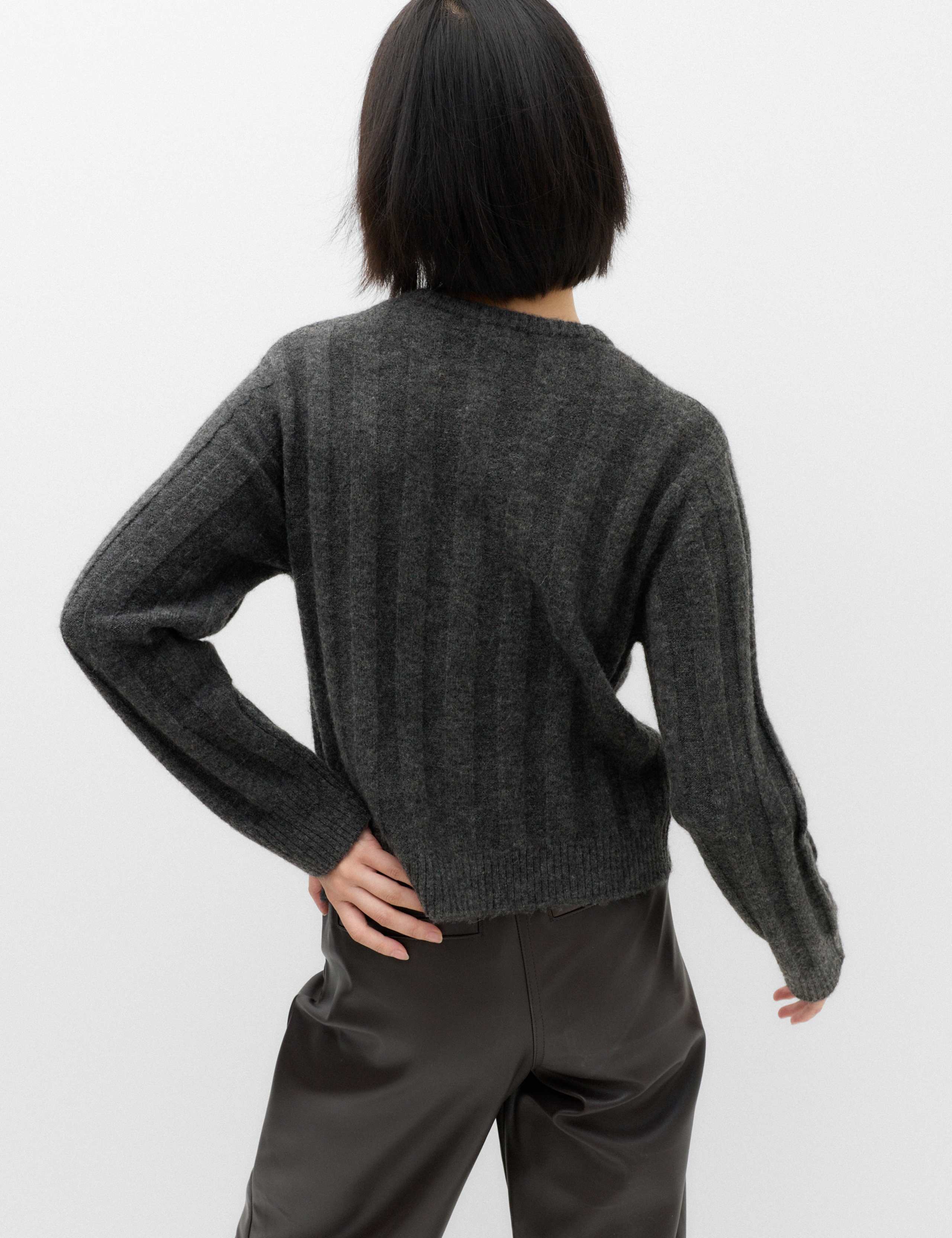 Ribbed Crew Neck Cardigan 4 of 7
